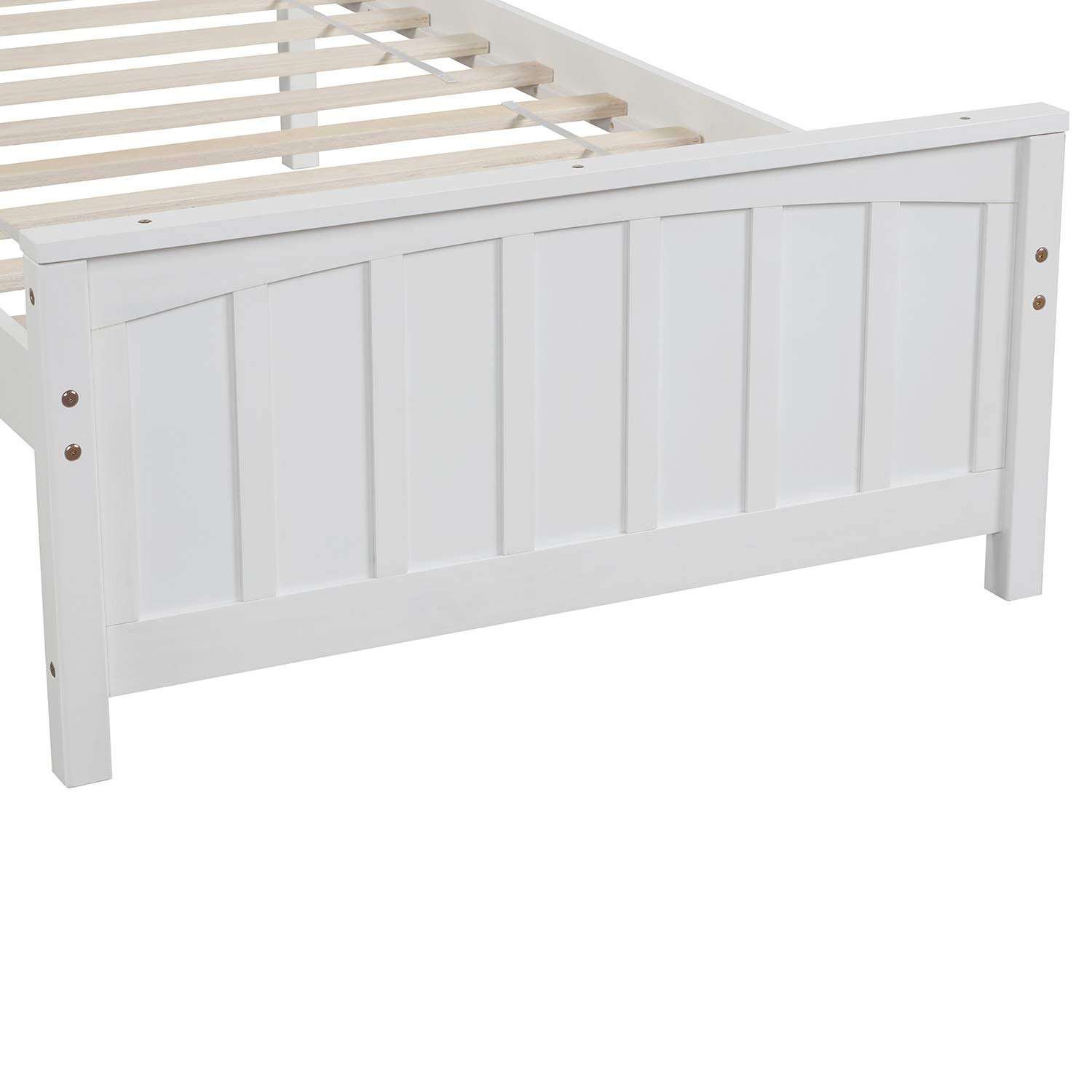 MERITLINE Twin Size Platform Bed Frame - Sturdy Wooden Bed Frame with Slat Support, White - Perfect for Kids Rooms, Guest Rooms & Small Spaces
