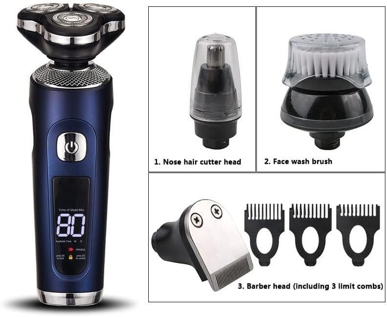 Premium Electric Razor for Men - 3 Blade Rechargeable Shaver & Beard Trimmer Kit with Multi-Function | Portable Wet/Dry Use for Travel, Gym & Daily Grooming