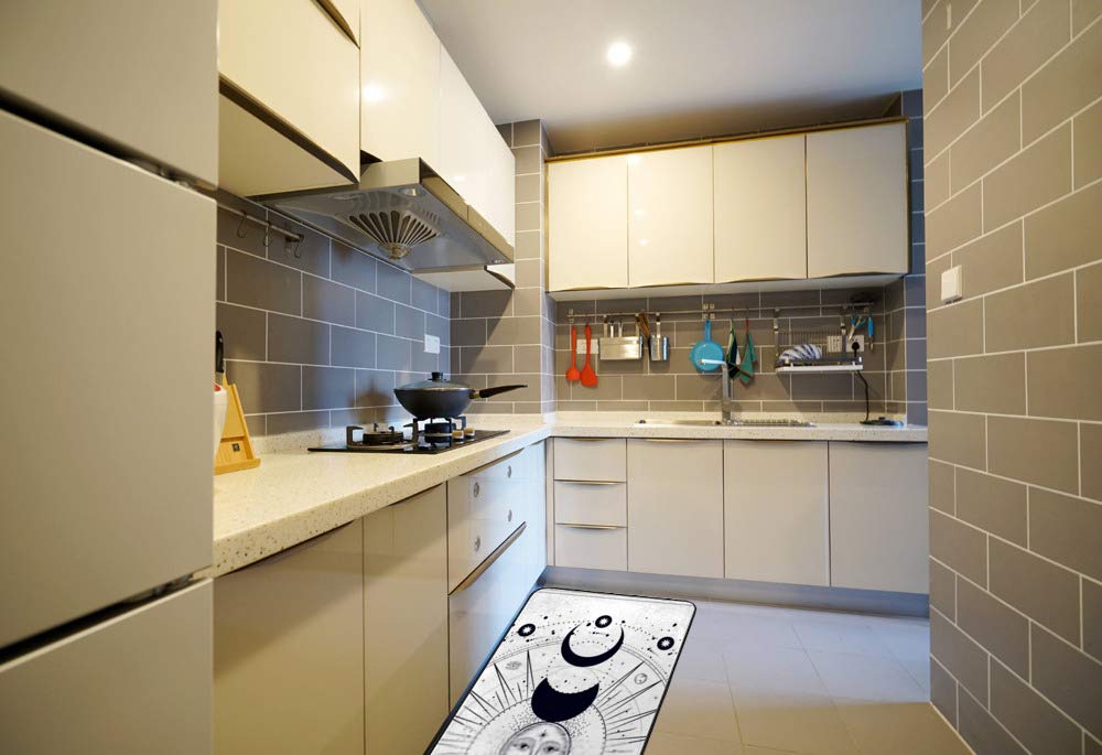 Non-Slip Kitchen Rug Mat with Soft Comfort Backing - Moon Phases Design Runner Carpet 39
