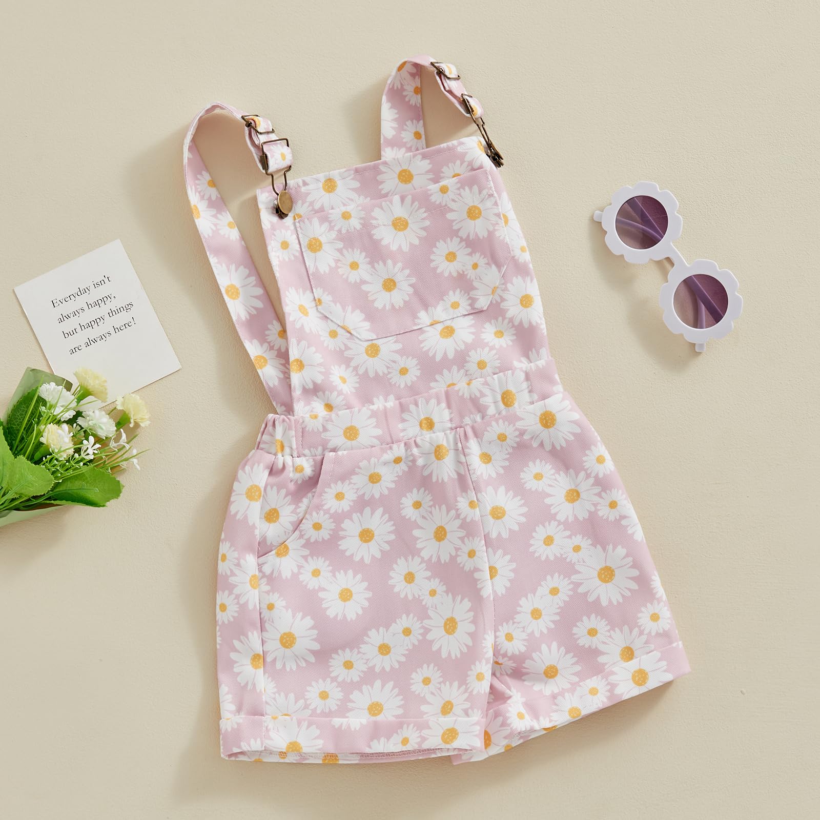 Sunflower Overalls for Toddler Girls - Sleeveless Daisy Jumpsuit & Floral Bodysuit - Summer Baby Clothes for Playdates, Beach Trips, and Outdoor Adventures