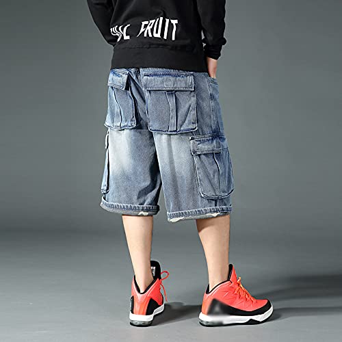 Men's Baggy Denim Shorts - Loose Fit Hip Hop Cargo Jean Shorts with Pockets | Casual Streetwear & Workwear for Everyday Comfort
