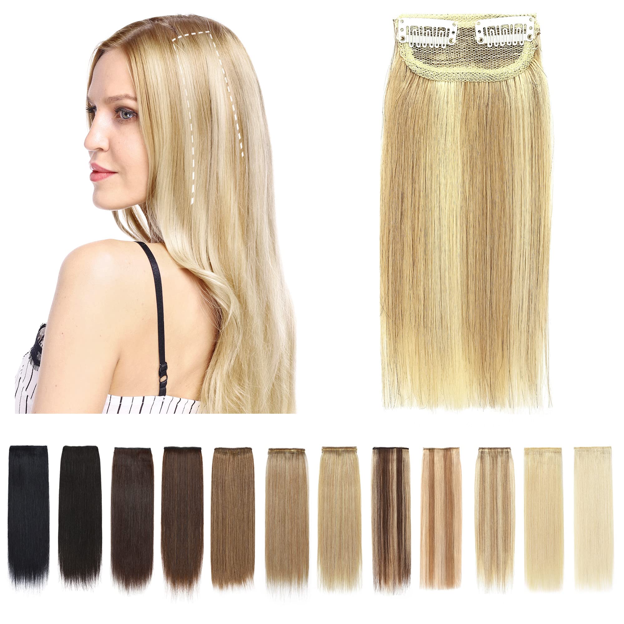 SEGO 2 Pcs Clip-in Human Hair Extensions 10 Inch Short Real Human Hair Toppers for Women with Thinning Hair - Ash Blonde & Bleach Blonde (30g) | Adds Volume & Natural Look for Daily Styling, Parties & Special Occasions