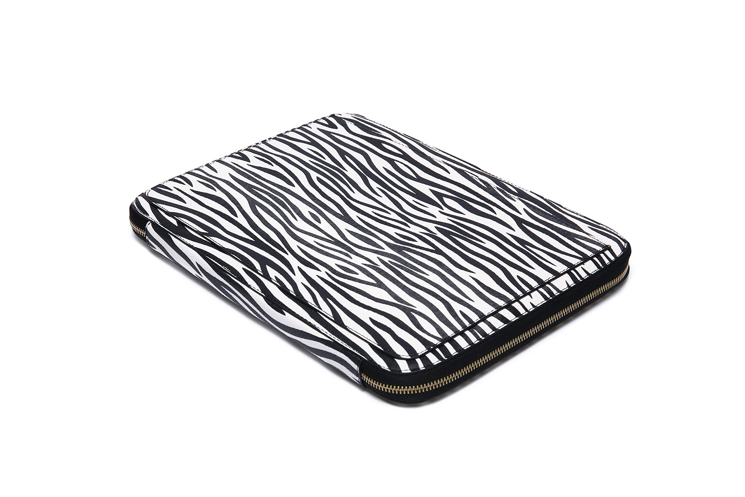 Premium 13 Inch Laptop Sleeve - Shock-Absorbent Vegan PU Leather Case with Daisy Rose & Zebra Print - Protective Cover for MacBook Air/Pro, Chromebook - Perfect for Work, Travel & School Accessories