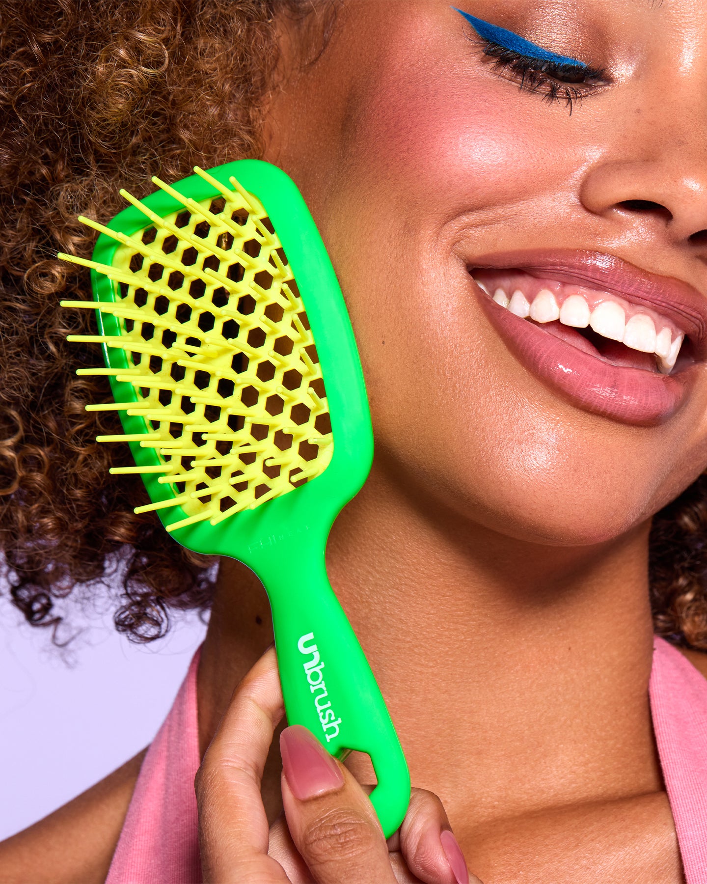 UNbrush Detangling Hair Brush Mini - Neon Lemon Lime Color for Kids & Travel | Pain-Free Knot Remover for Wet & Dry Hair - Perfect for Home, School & On-the-Go
