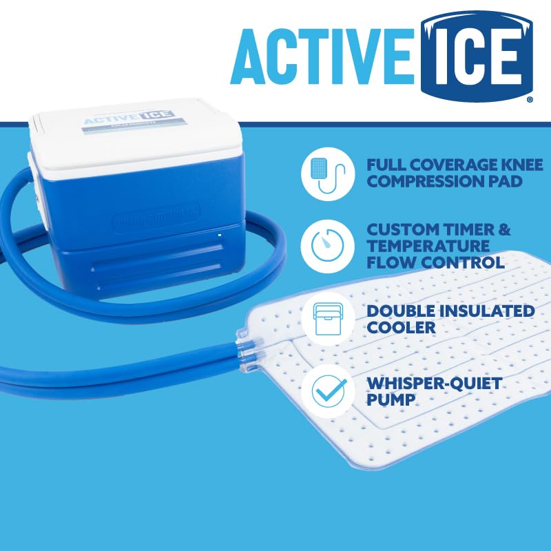 Polar Active Ice 3.0 - 9 QT Cold Therapy Ice Machine with Programmable Timer, Full Circumference Knee Pad & Compression Wrap for Cryotherapy Pain Relief - Ideal for Post-Surgery Recovery, Sports Injuries & Arthritis Pain Management