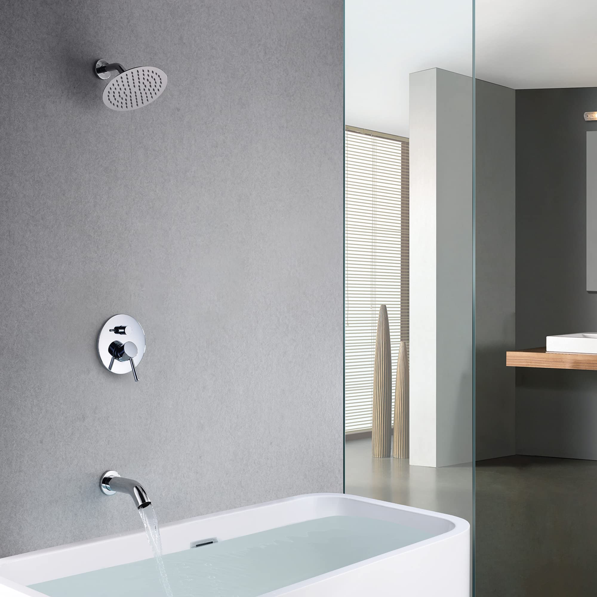 Premium Sumerain Tub and Shower Faucet Set with Valve - Chrome Shower System with Tub Spout for Bathroom Renovation | Perfect for Modern Homes & Spa-Like Showers