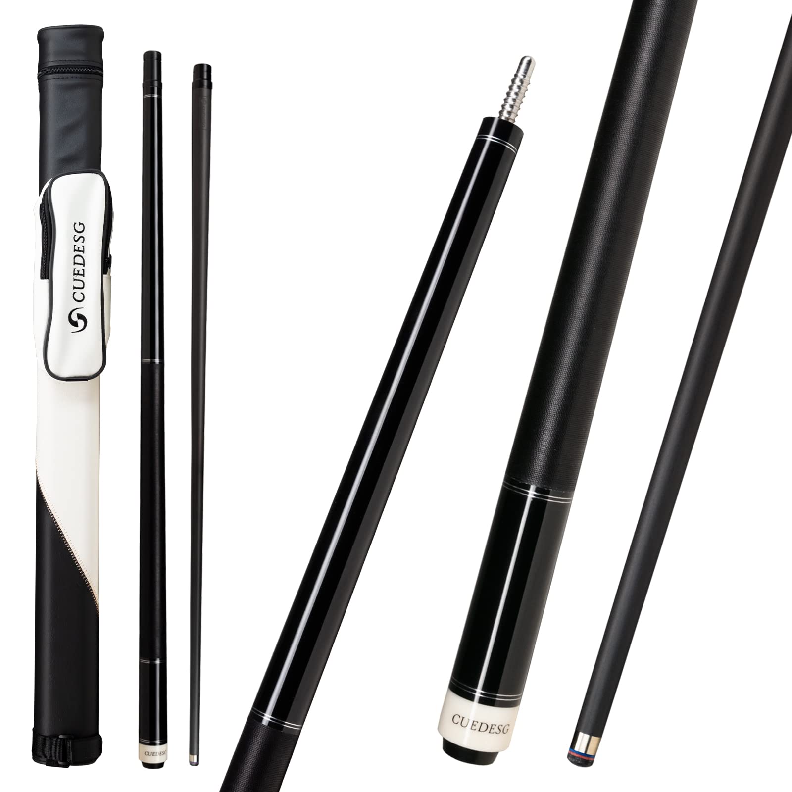 Premium Carbon Fiber Pool Cue Stick - 10.5mm/11.8mm/12.5mm Low Deflection Shaft - Professional Billiard Cue with Protective Case - Perfect for Tournament Play & Home Pool Tables