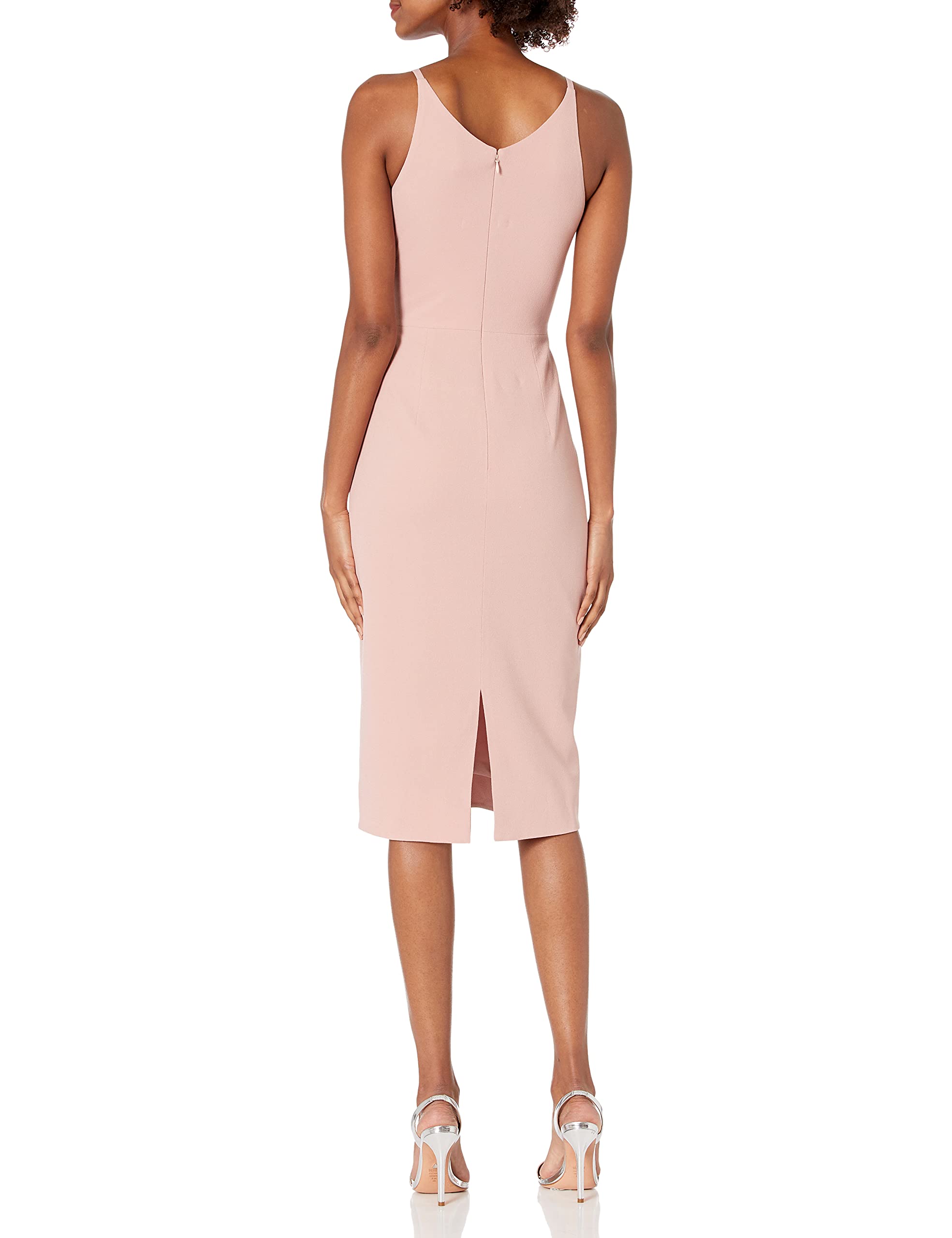 Dress the Population Women's Lyla Solid Sleeveless Fitted Midi Sheath Dress - Elegant Formal & Cocktail Party Wear for Women