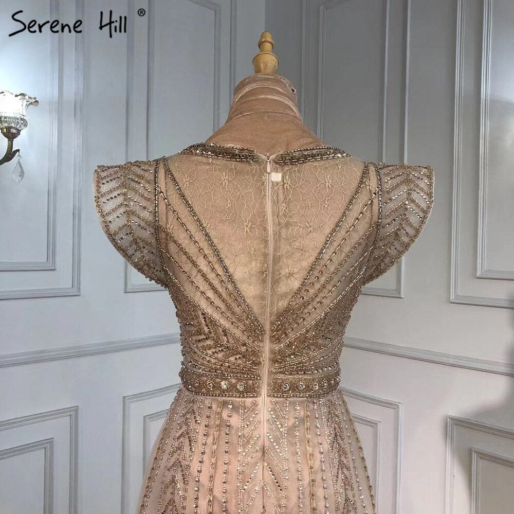 Serene Hill Women's Luxury Beaded Mermaid Evening Gowns - Elegant Nude Overskirt Party Dresses for Prom, Wedding & Formal Events 2025 Collection LA71335