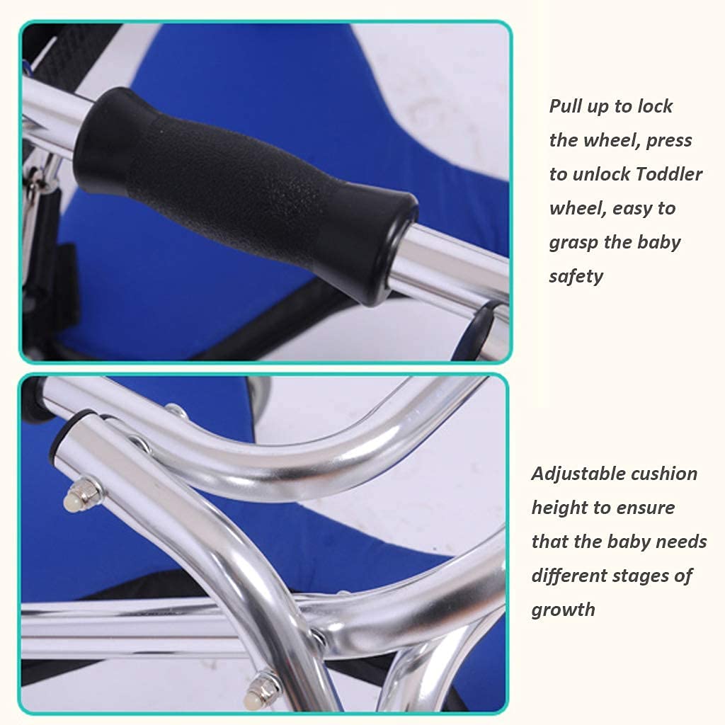 Foldable Walker with Seat - Adjustable Height 4 Wheel Walking Frame for Toddlers, Kids & Teens with Special Needs | Mobility Aid for Rehabilitation & Daily Use (42/52CM)