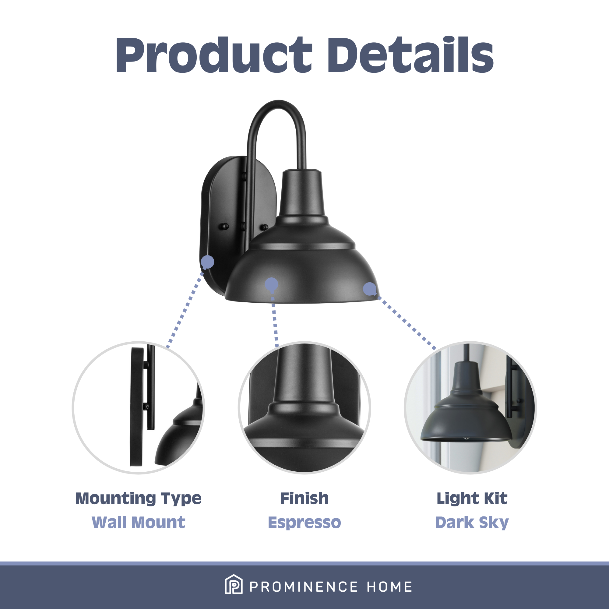 Brightondale Outdoor Wet Rated Coach Light in Espresso Finish - Durable Porch & Patio Lighting for Enhanced Curb Appeal
