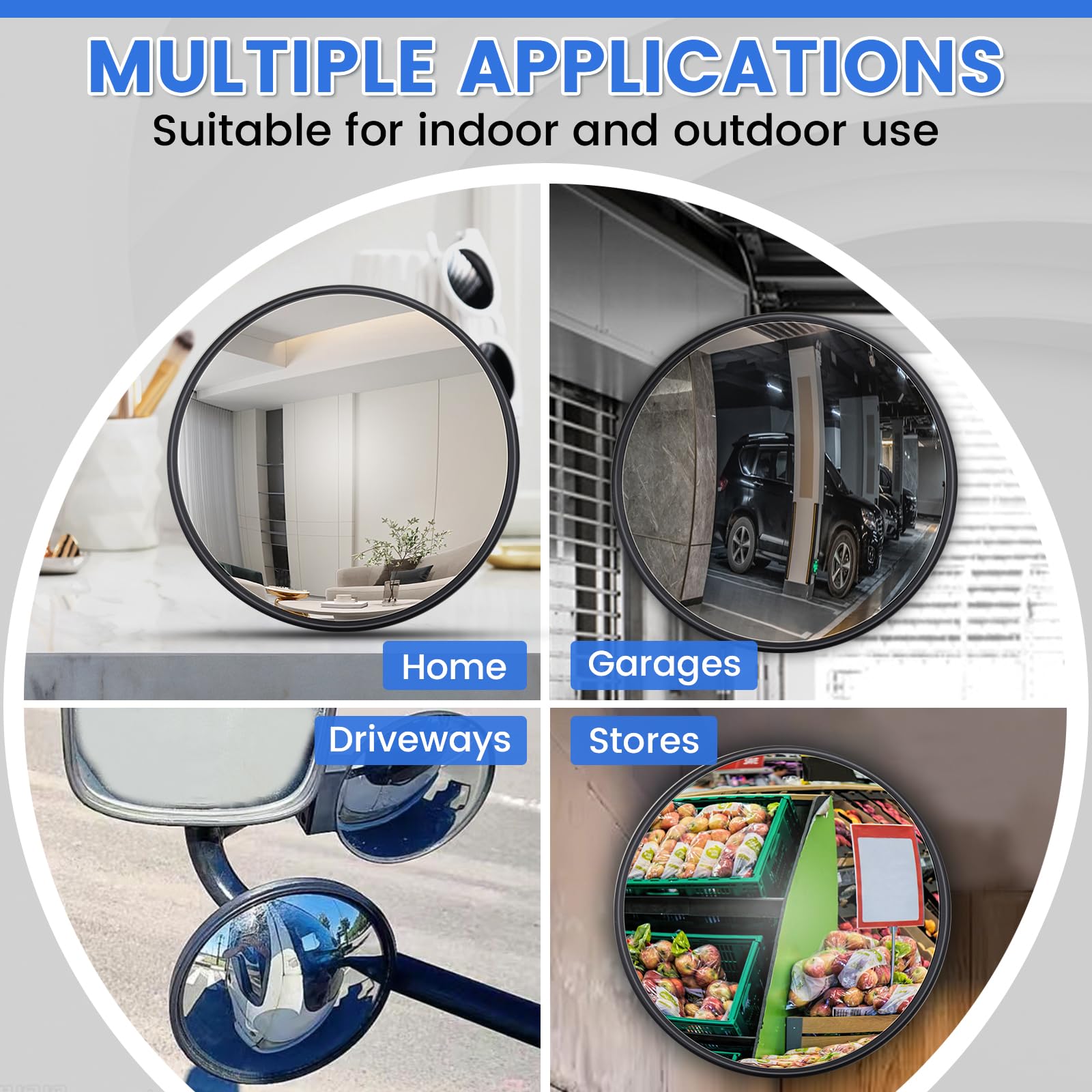 360° Adjustable Universal Convex Mirror for Trucks - Wide Angle Spot Mirror with Round Design (2 Pack) - Perfect for Blind Spot Monitoring & Parking Assistance