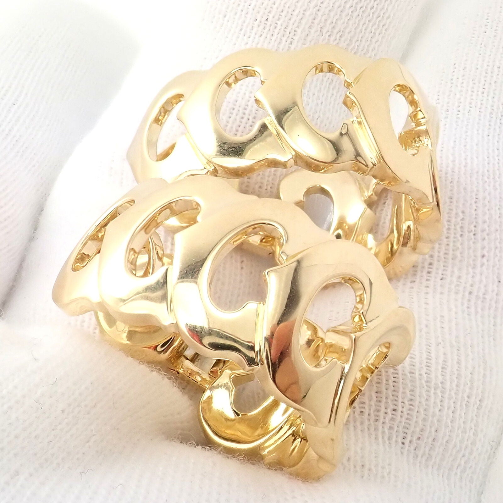 Authentic Cartier 18k Yellow Gold Signature C De Cartier Large Hoop Earrings - Luxury Jewelry for Women, Perfect for Weddings, Parties & Special Occasions