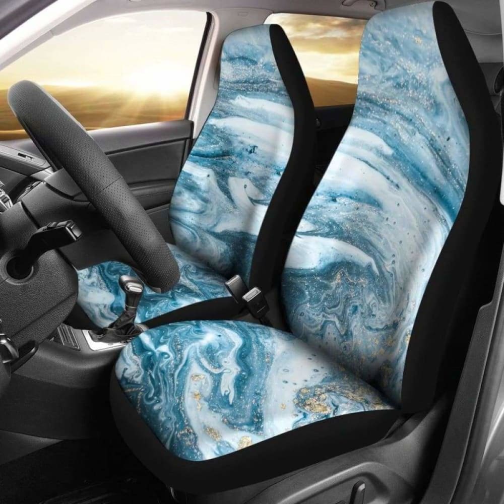 Premium Blue Marble Pattern Car Seat Covers - Universal Fit for Cars, Trucks & SUVs - Waterproof & Anti-Slip Protection - Perfect for Daily Commute, Road Trips & Outdoor Adventures