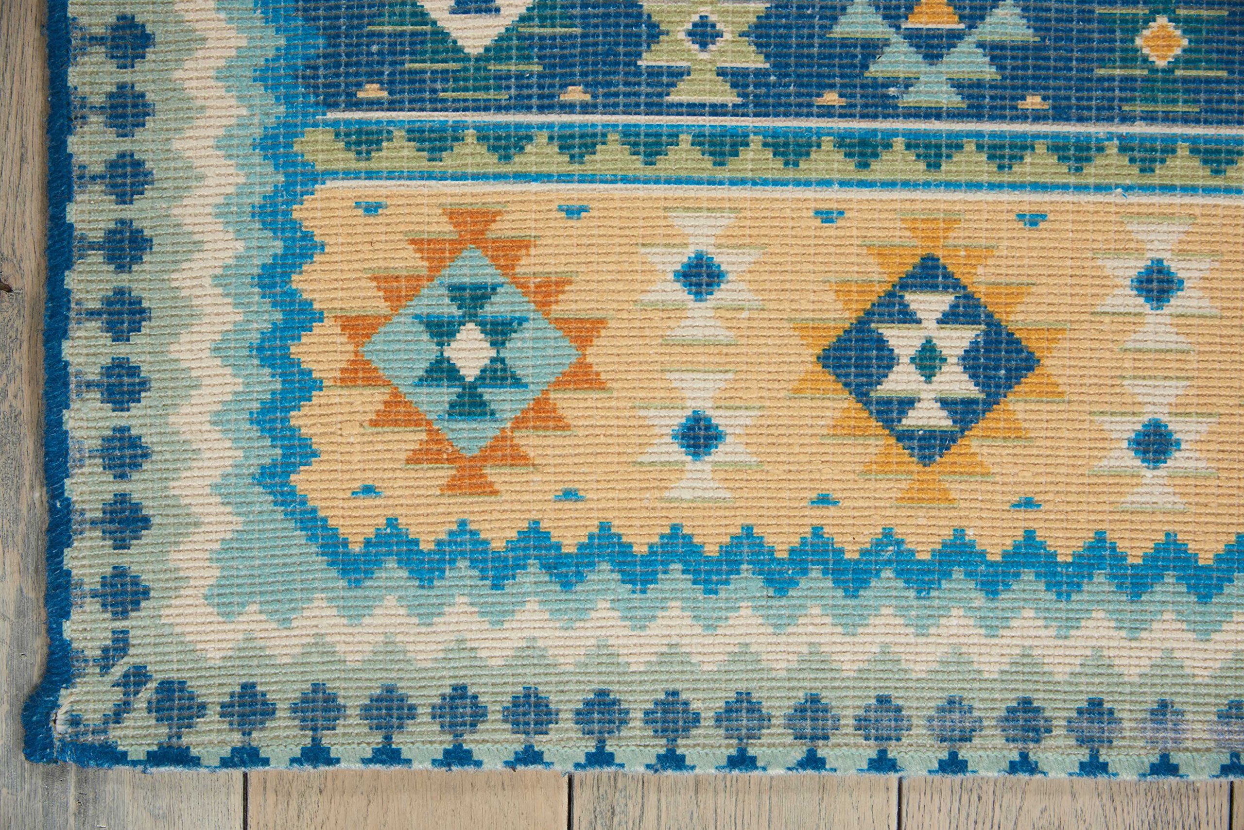Nourison Madera Tribal Light Blue 5' x 7' Area Rug - Easy Cleaning, Non-Shedding, Stain Resistant - Perfect for Bedroom, Living Room, Dining Room & Kitchen Decor (5x7) | Soft & Durable Floor Covering for High Traffic Areas