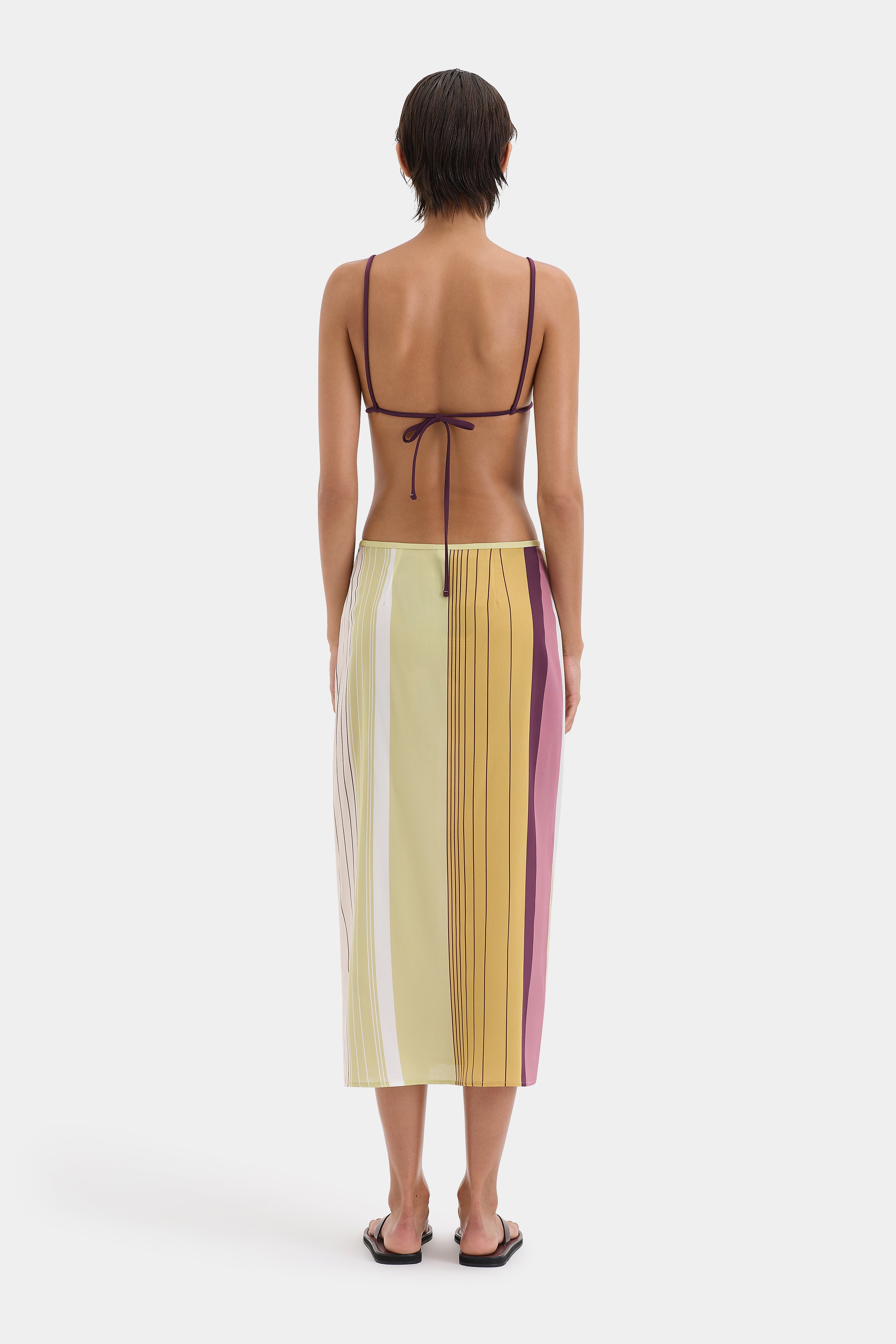 Fontana Skirt Elisa Stripe - Women's Fashion Floral Print Midi Skirt for Casual Wear, Office & Summer Outfits