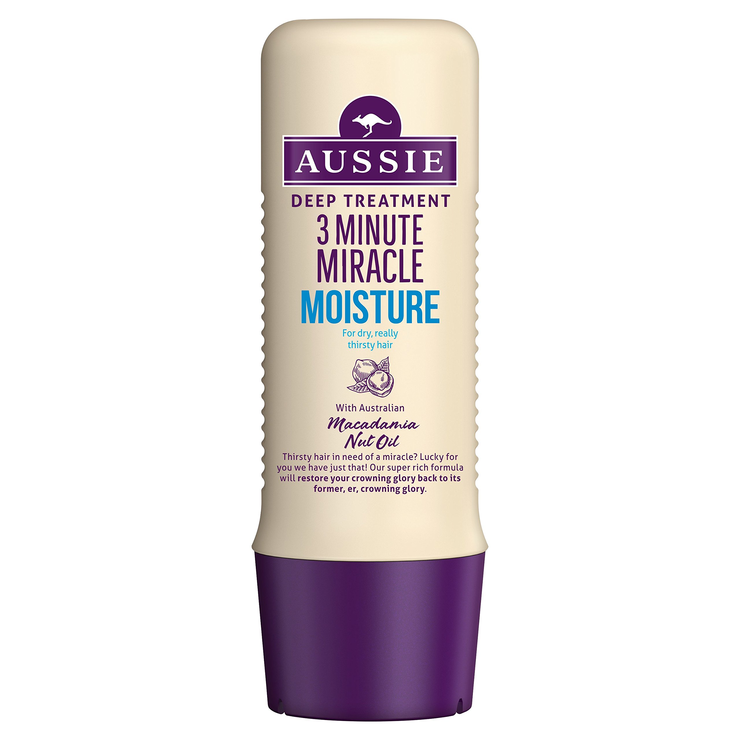 Aussie 3 Minute Miracle Moisture Deep Treatment Conditioner 250ml - Intense Hydrating Hair Mask for Dry, Damaged Hair - Quick Repair Treatment for Soft, Smooth & Shiny Hair - Perfect for Post-Wash Care & Salon-Like Results at Home