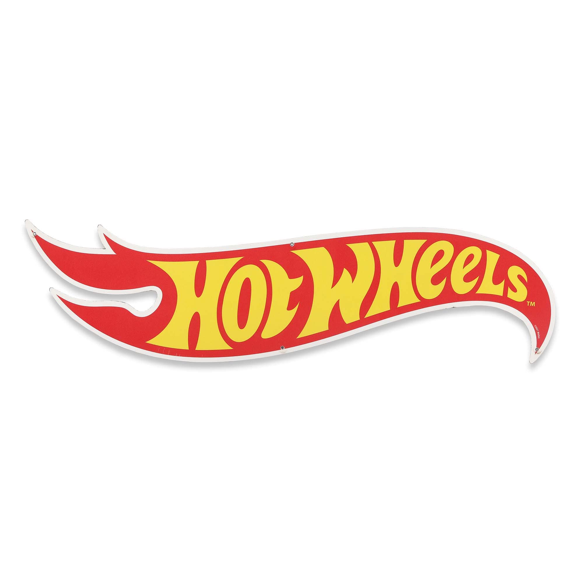 Mattel Hot Wheels Flame Logo Metal Sign - Large Collectible Wall Decor for Kids' Bedroom, Man Cave, Garage & Game Room | Durable Tin Sign for Racing Fans & Car Enthusiasts