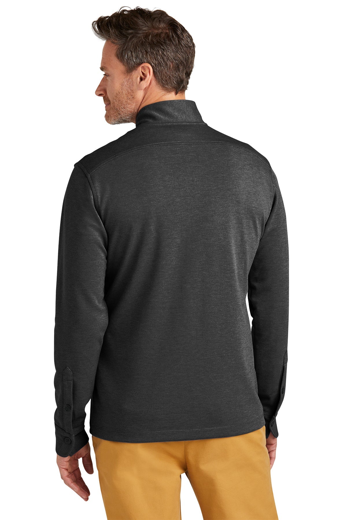 Brooks Brothers Mid Layer Stretch Half Button Sweater - Windsor Grey Heather | Comfortable Casual Wear for Office & Outdoors