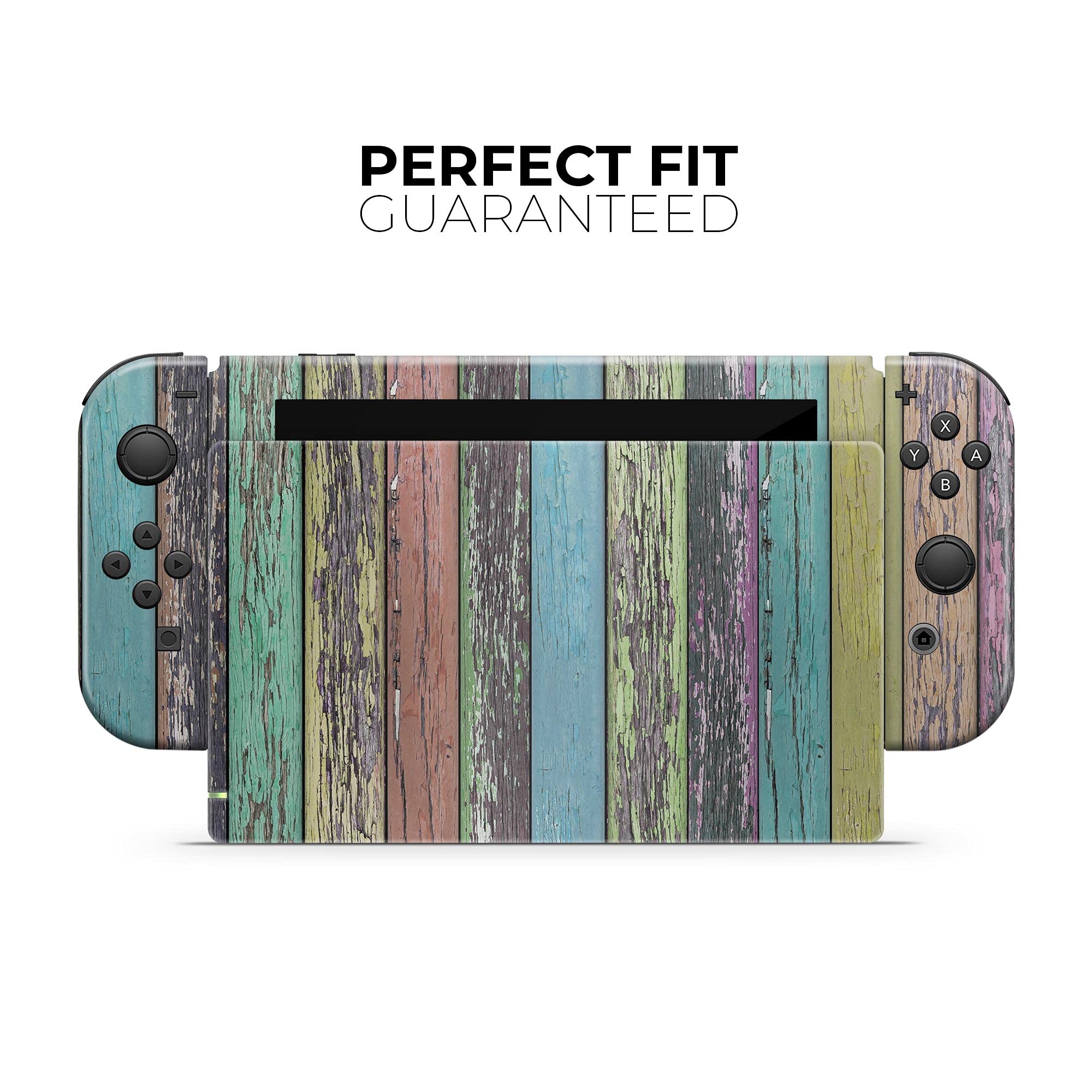 Nintendo Switch Lite Skin Decal - Scratch-Resistant Removable Vinyl Wrap Cover with Chipped Pastel Paint Wood Design - Perfect for Gaming Protection & Customization