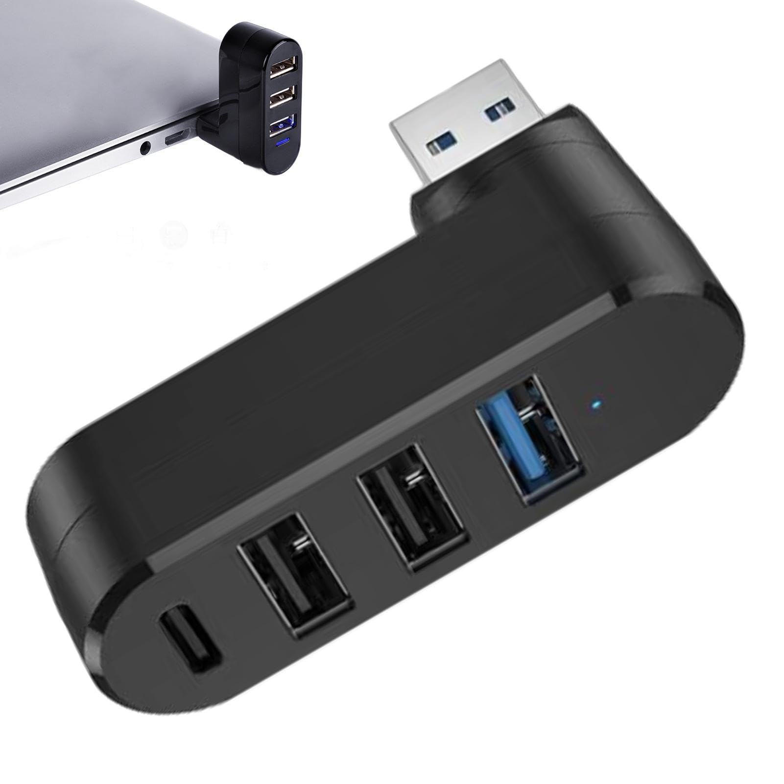 4-Port USB 3.0 Hub Rotatable - High Speed USB Splitter Expander Adapter for Laptop, PC, MacBook, Car, Office & Home Use | Kuehssn Multi-Port USB Station