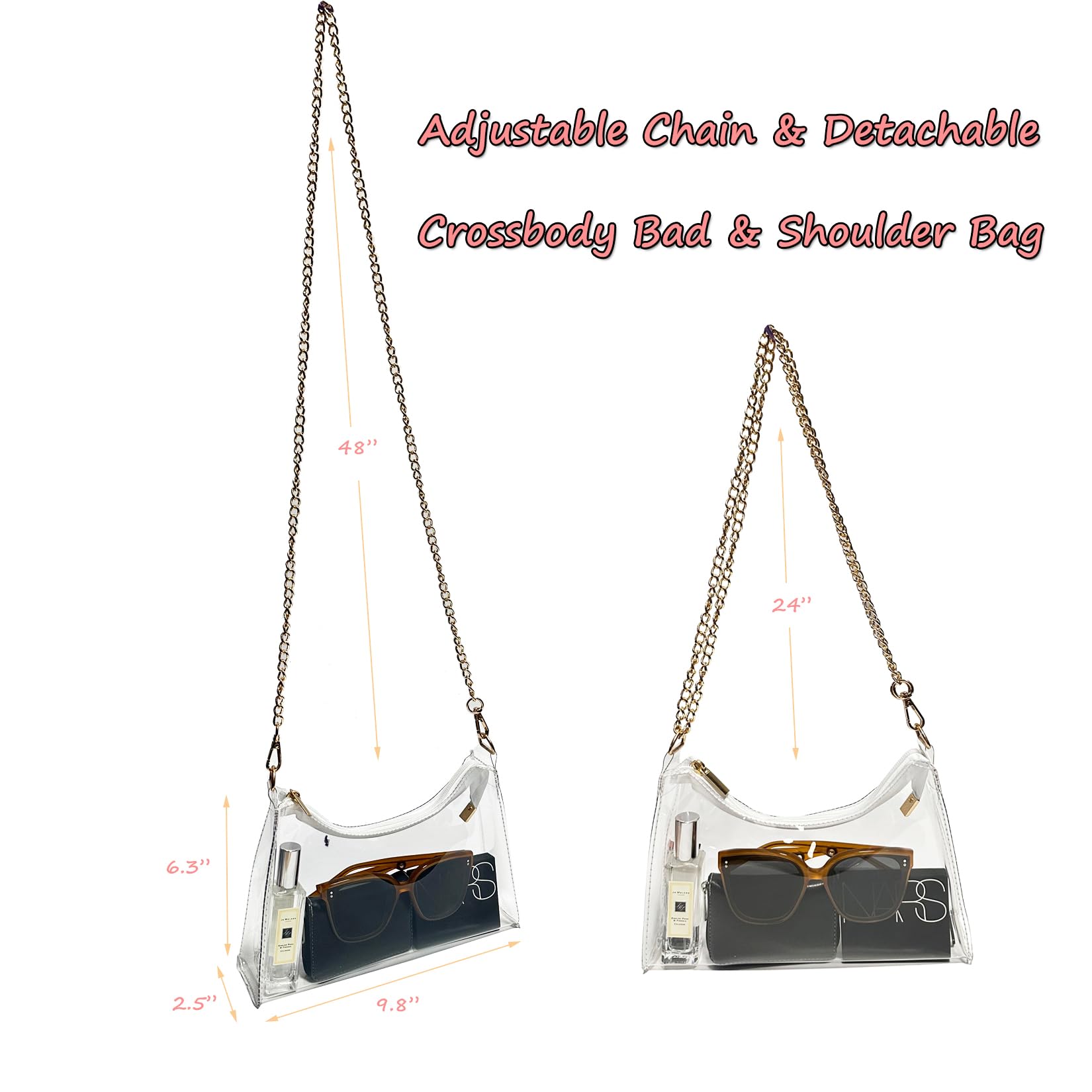 Clear Stadium Approved Purse for Women - Small Crossbody Shoulder Bag for Concerts, Sports Games & Events - Fashionable & Secure Clear Handbag