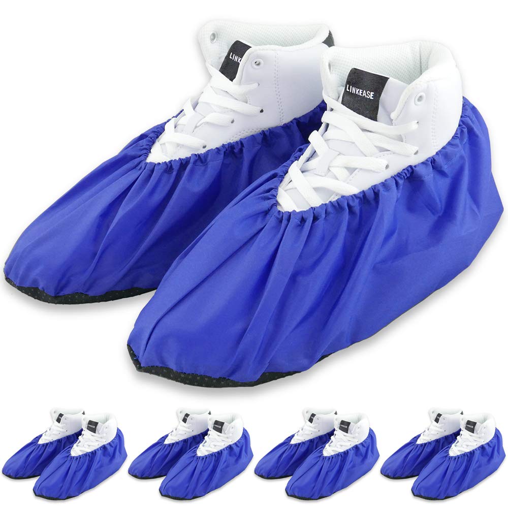 Waterproof Non-Slip Reusable Shoe Covers for Contractors - Washable Boot Protectors for Real Estate, Construction & Home Use - Keep Floors & Carpets Clean - 5 Pairs (XL, Blue) - Perfect for Indoor Work, Home Renovations & Property Showings