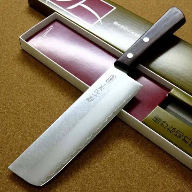 Premium Miyabi Issin Nakiri Vegetable Knife - Japanese Damascus Steel Blade for Professional Chefs & Home Cooking - Perfect for Slicing, Dicing & Chopping Vegetables