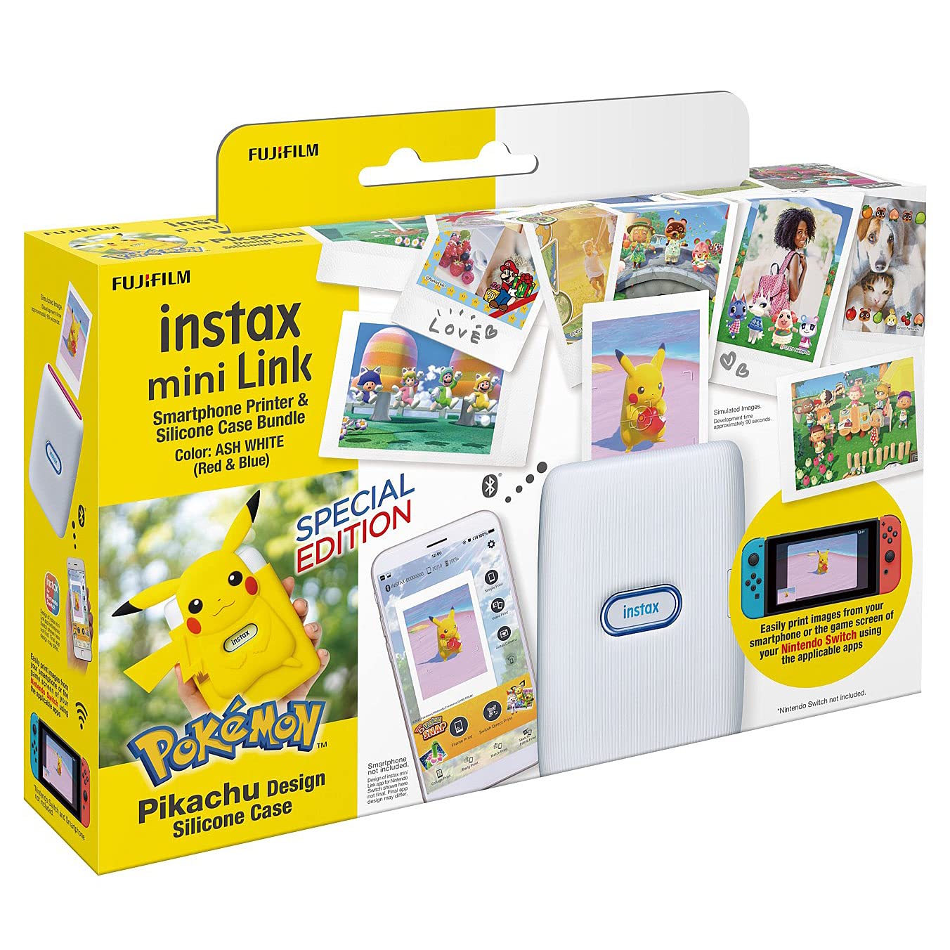 INSTAX Mini LINK Special Edition Smartphone Printer with Pikachu Case - Print Photos Instantly from Phone | Perfect for Travel, Parties & DIY Scrapbooking