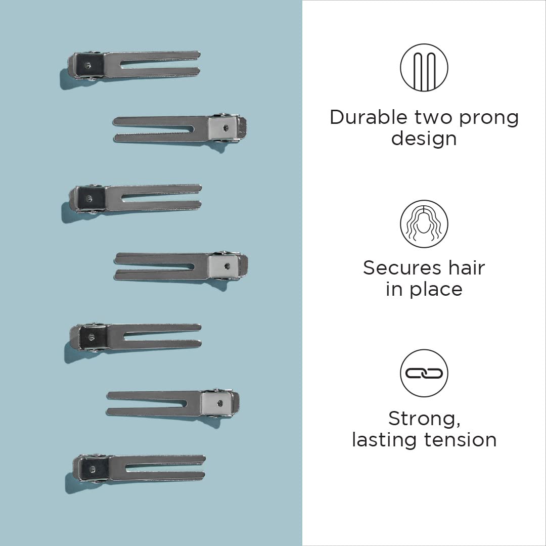 Diane Double Prong Hair Clips for Sectioning, Styling & Rollers - Nickel-Plated Steel Hairpins (1.75 Inch, 80 Pack) - Perfect for Salon, Home Haircuts & DIY Styling