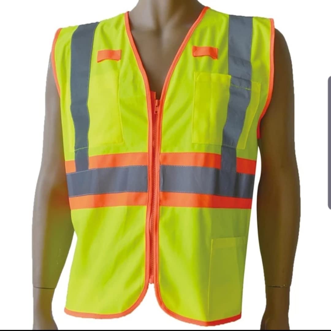 Xtreme RADIO HOLDER Reflective Safety Vest - High Visibility Yellow/Orange (Model 8120) for Construction, Road Work & Emergency Responders | ANSI Certified Workwear