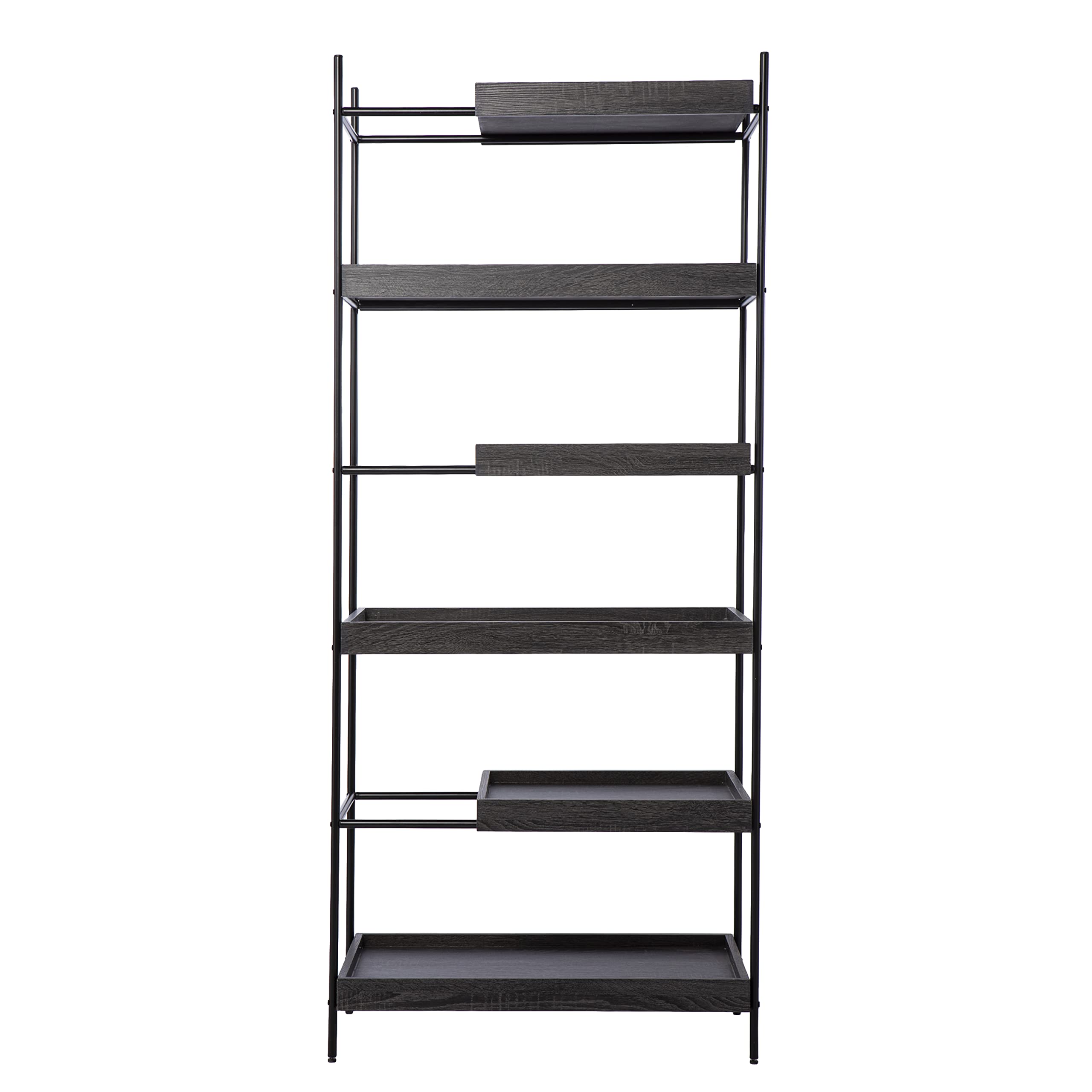 SEI Furniture Wall Mounted Sliding Shelf Bookcase - Black, Modern Storage Solution for Living Room, Bedroom, or Office Organization