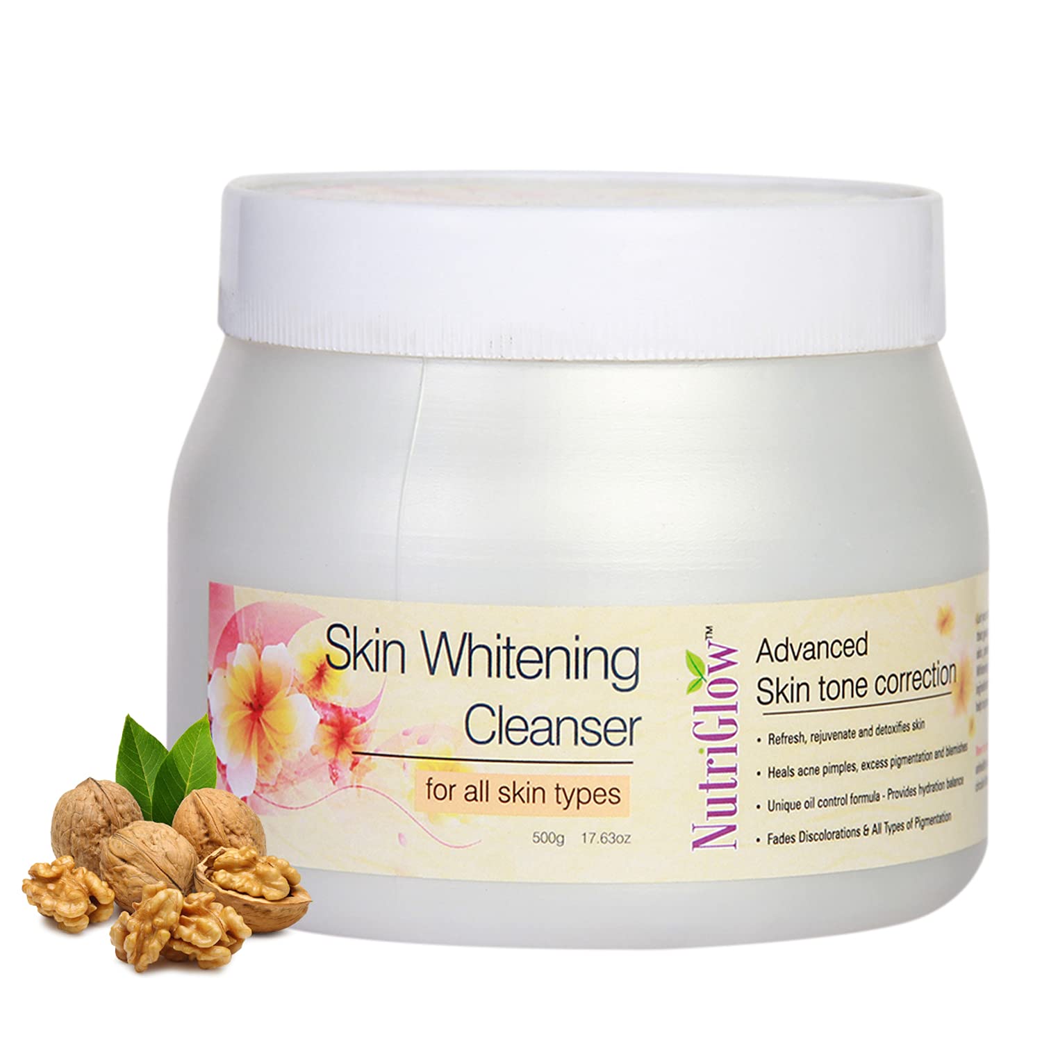 NutriGlow Skin Whitening Facial Cleanser - Anti-Pigmentation, Acne Treatment & Oil Control for Clear, Radiant Skin | 500g | Perfect for Daily Skincare Routine & Post-Acne Care