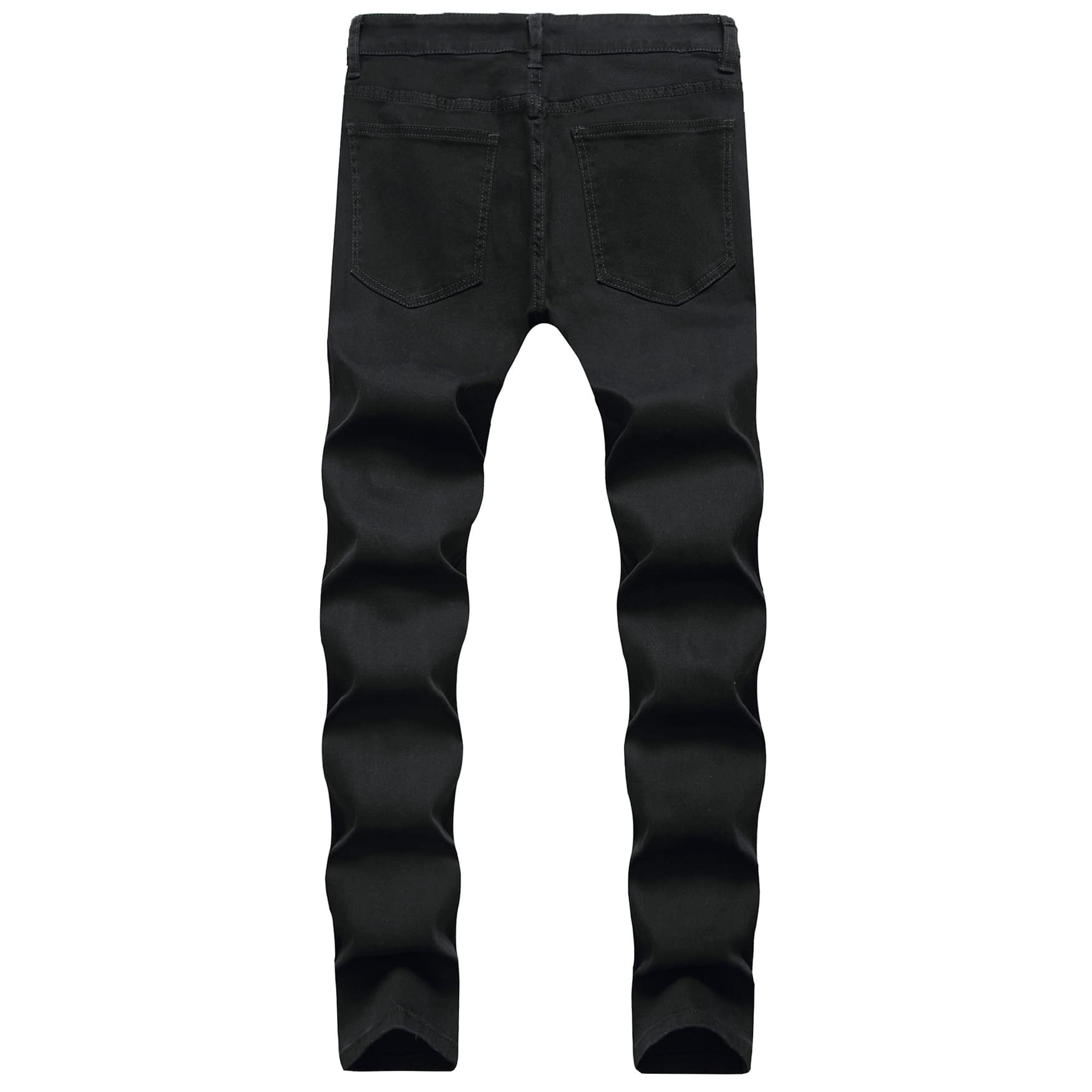 Men's Skinny Straight Two-Tone Jeans - Black & Red Patchwork Slim Fit Cotton Denim Pants (Size 30) | Trendy Casual Wear for Street Style & Night Out