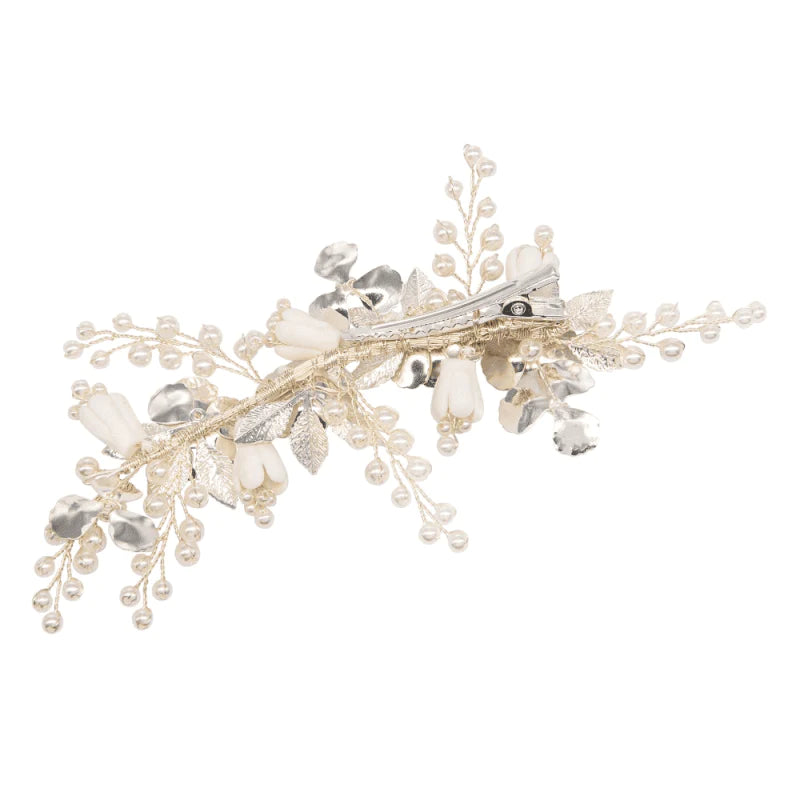 Elegant Silver Bridal Hair Clip with Pearls - Perfect for Weddings, Prom & Special Occasions | A9071