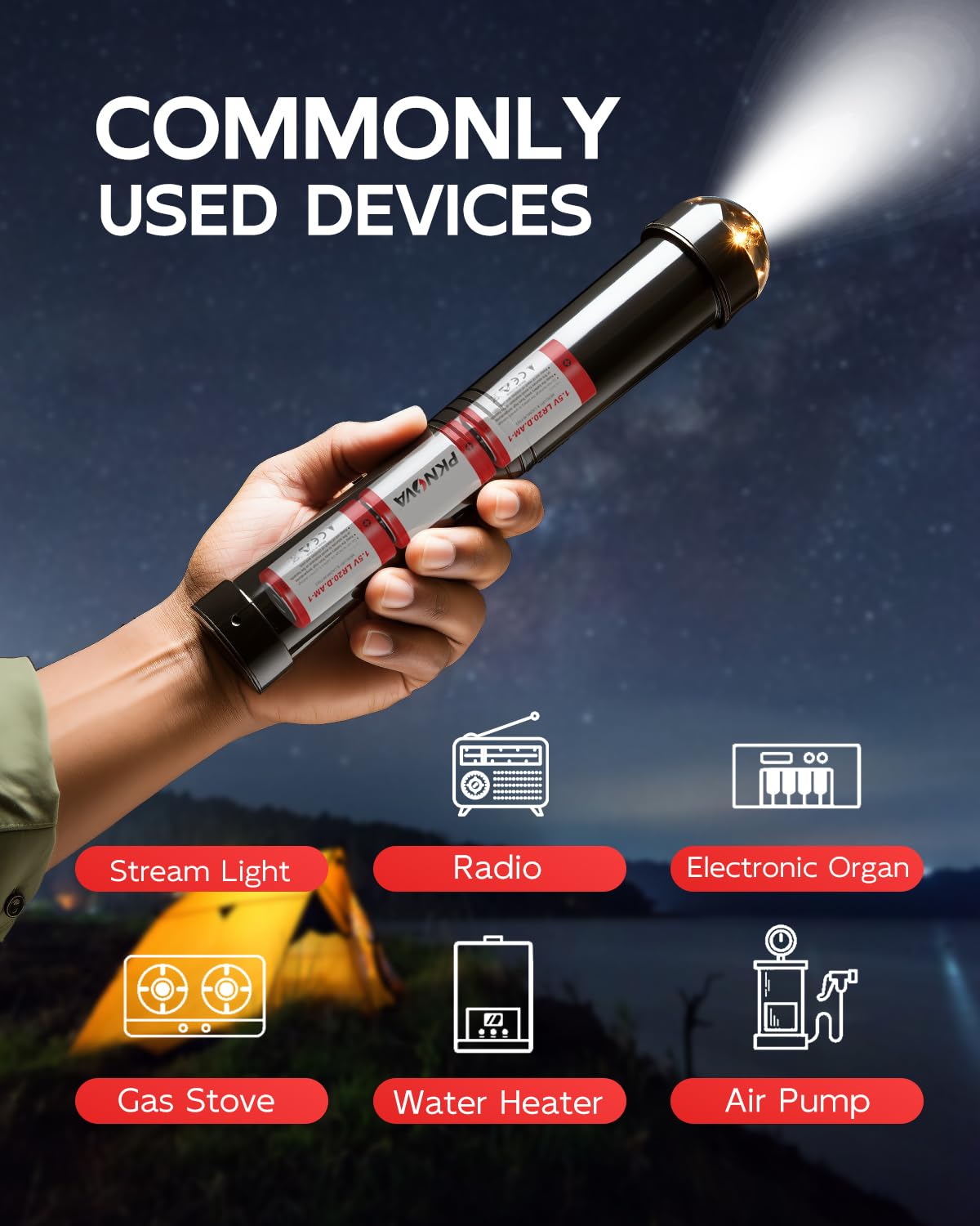 8 Pack D Batteries 1.5V LR20 Alkaline D Cell - Long Lasting Power for Flashlights, Toys, Radios & Household Devices - Ideal for Outdoor Camping & Emergency Use