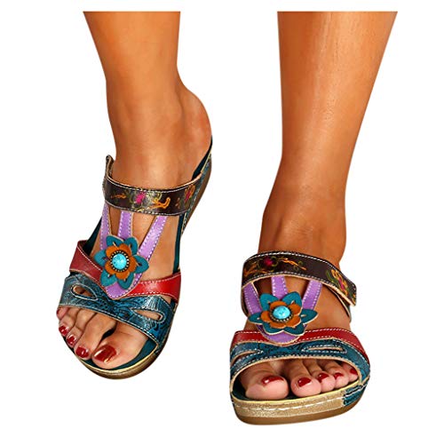 Women's Bohemian Ethnic Style Sandals - Open Toe Casual Beach Wedge Slippers for Summer 2021 | Perfect for Vacation, Poolside & Outdoor Adventures