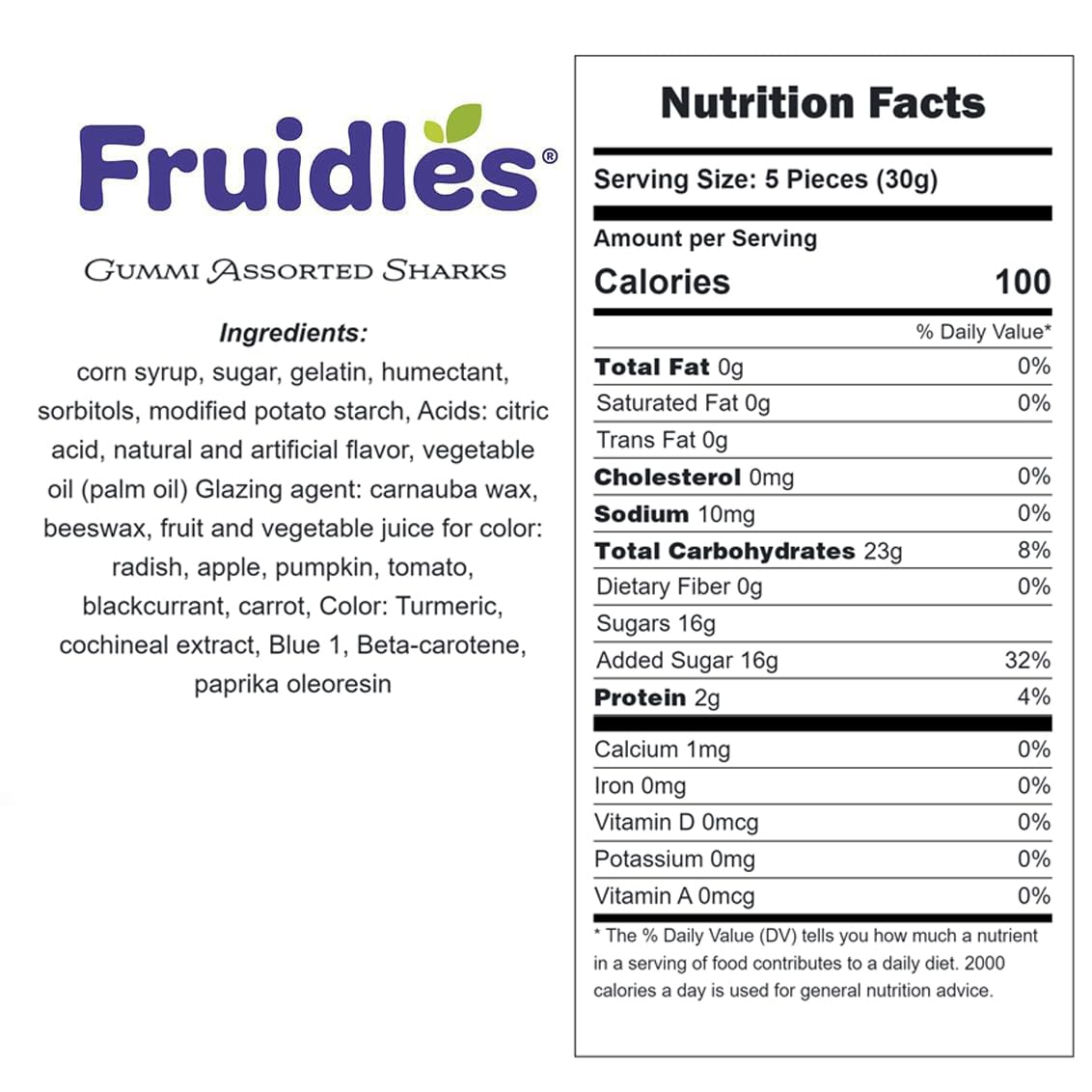 Fruidles Assorted Gummy Sharks Candy - 1lb Bag of Delicious Fruit Flavored Gummy Bears for Kids & Adults - Perfect for Birthday Parties, Movie Nights & Office Snacks