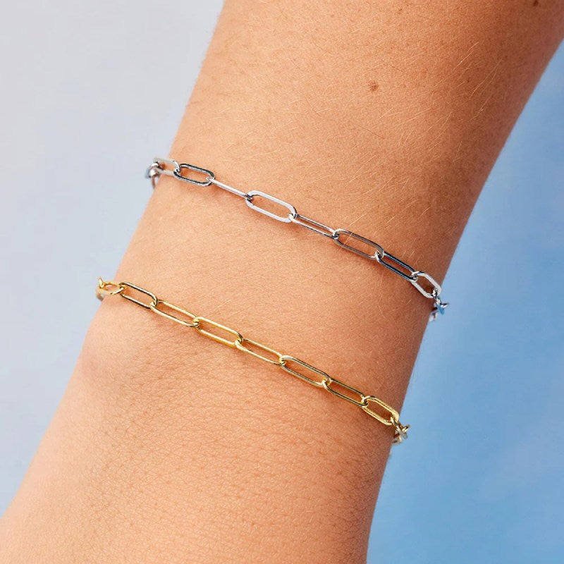 Harper Paperclip Chain Bracelet - Pura Vida Minimalist Jewelry for Women | Trendy Stackable Bracelet for Everyday Wear & Layering
