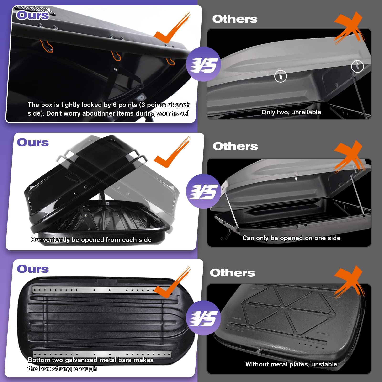 Heavy Duty 14 Cubic Feet Rooftop Cargo Carrier - Waterproof Car Top Storage Box with Dual Side Opening, Extra Keys & Straps for Travel, Camping & Outdoor Gear (Black)