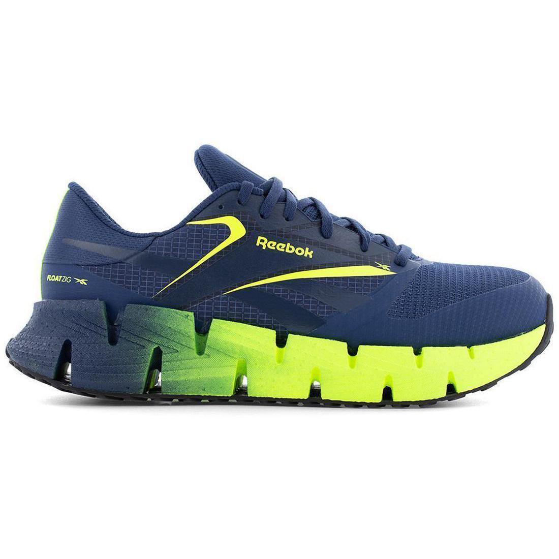 FloatZig Athletic Composite Toe Work Shoes for Men & Women - Lightweight Safety Shoes with Slip-Resistant Outsole, Breathable Mesh (Blue/Lime) - Perfect for Construction, Warehouse, and Outdoor Work