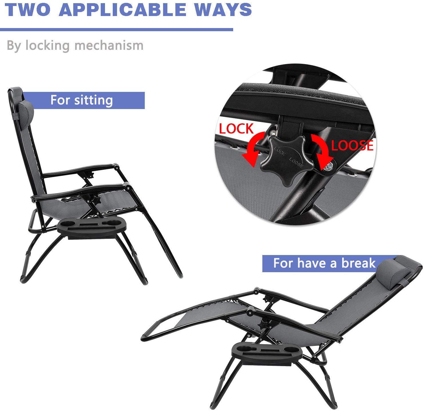 Homall Zero Gravity Reclining Chair - Patio, Lawn, Poolside & Beach Lounge Chair with Pillows - Foldable Outdoor Relaxation Chair for Backyard, Camping & Sunbathing (Set of 2, Gray) - Perfect for Relaxing by the Pool, Lounging in Your Garden or Unwinding at the Beach