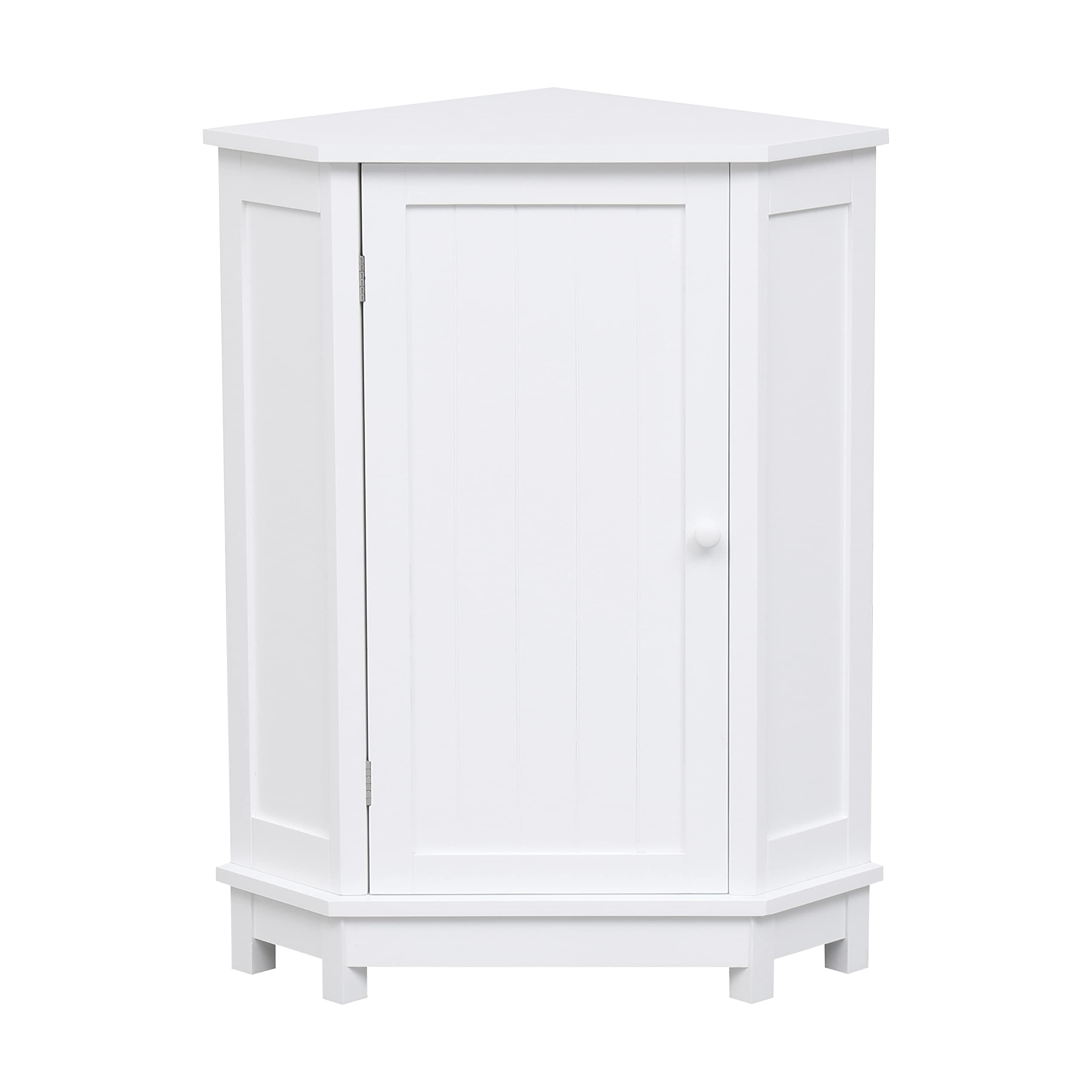 Merax White Corner Cabinet with Shelves - Bathroom, Kitchen & Living Room Floor Storage Organizer - Perfect for Small Spaces, Home Decor & Clutter-Free Organization