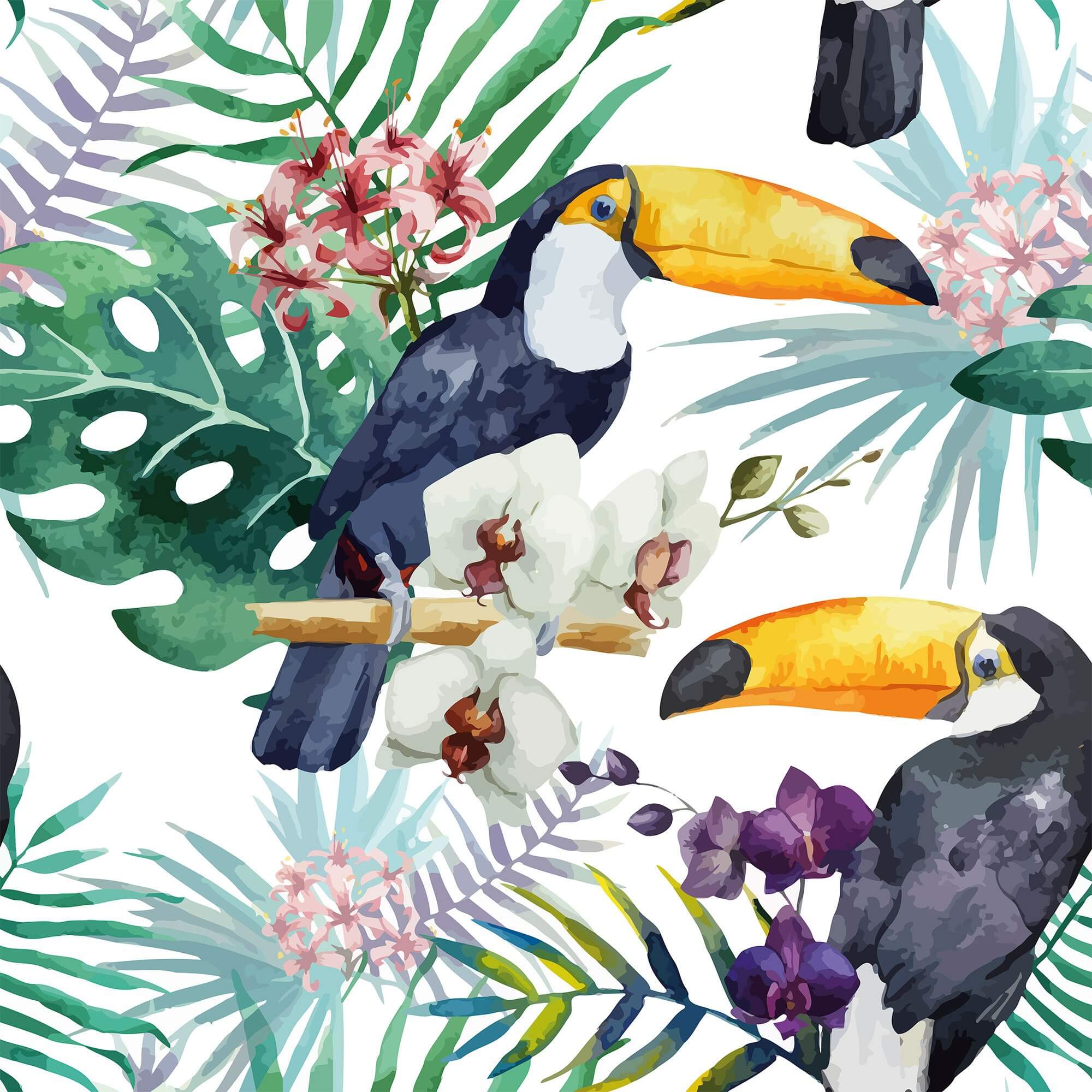 White and Purple Bird Animal Peel and Stick Removable Wallpaper 2631 - Self-Adhesive Decorative Wall Covering for Nursery, Bedroom, or Office Decor