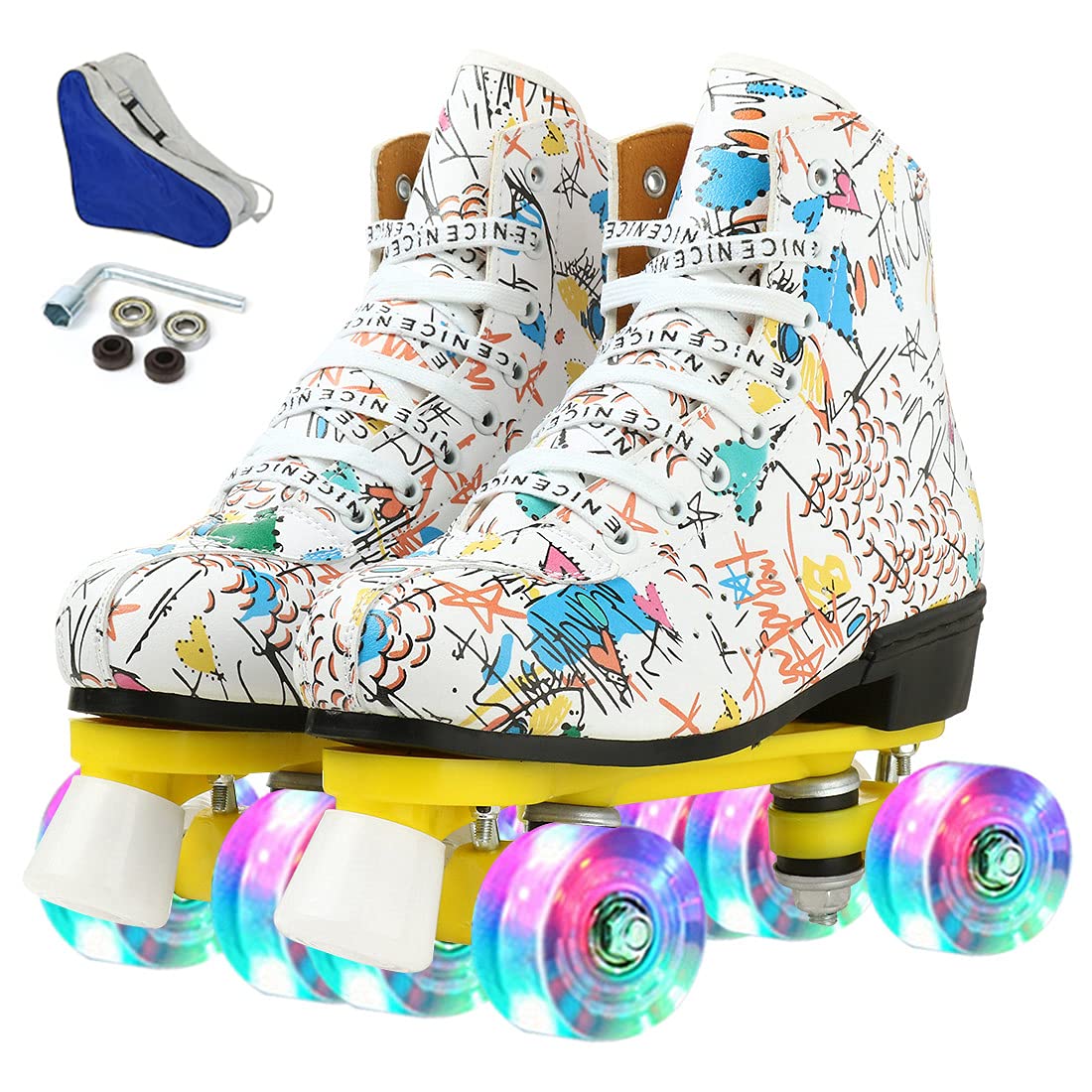 Best Unisex Classic High-Top Roller Skates for Adults - Indoor & Outdoor 4-Wheel Skates for Fitness, Recreation & Rink Skating
