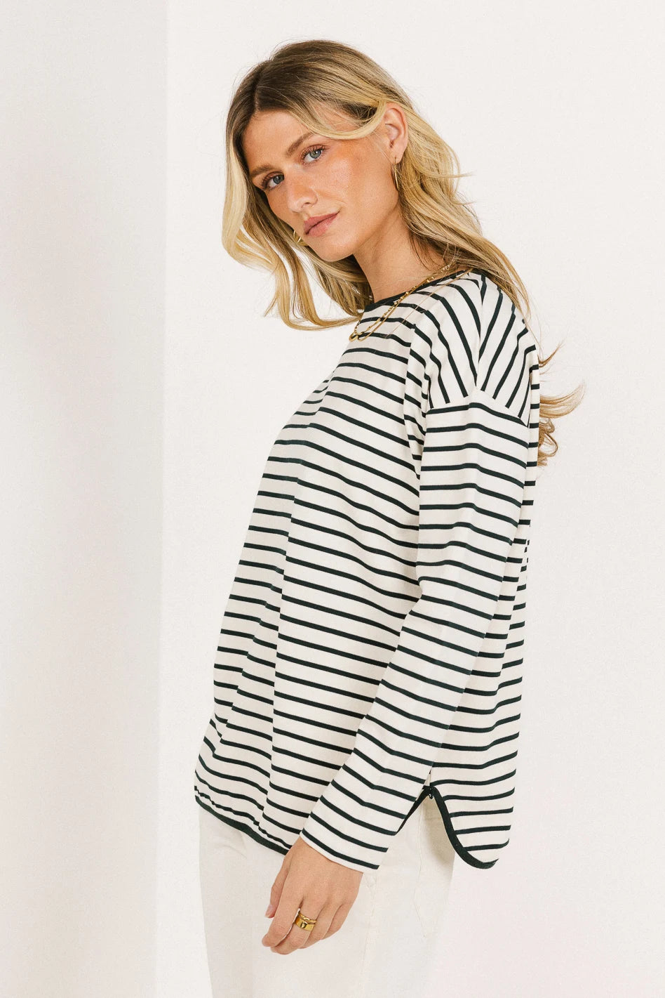 Farah Striped Green Top for Women | Trendy Casual & Office Wear | Perfect for Spring & Summer Outfits