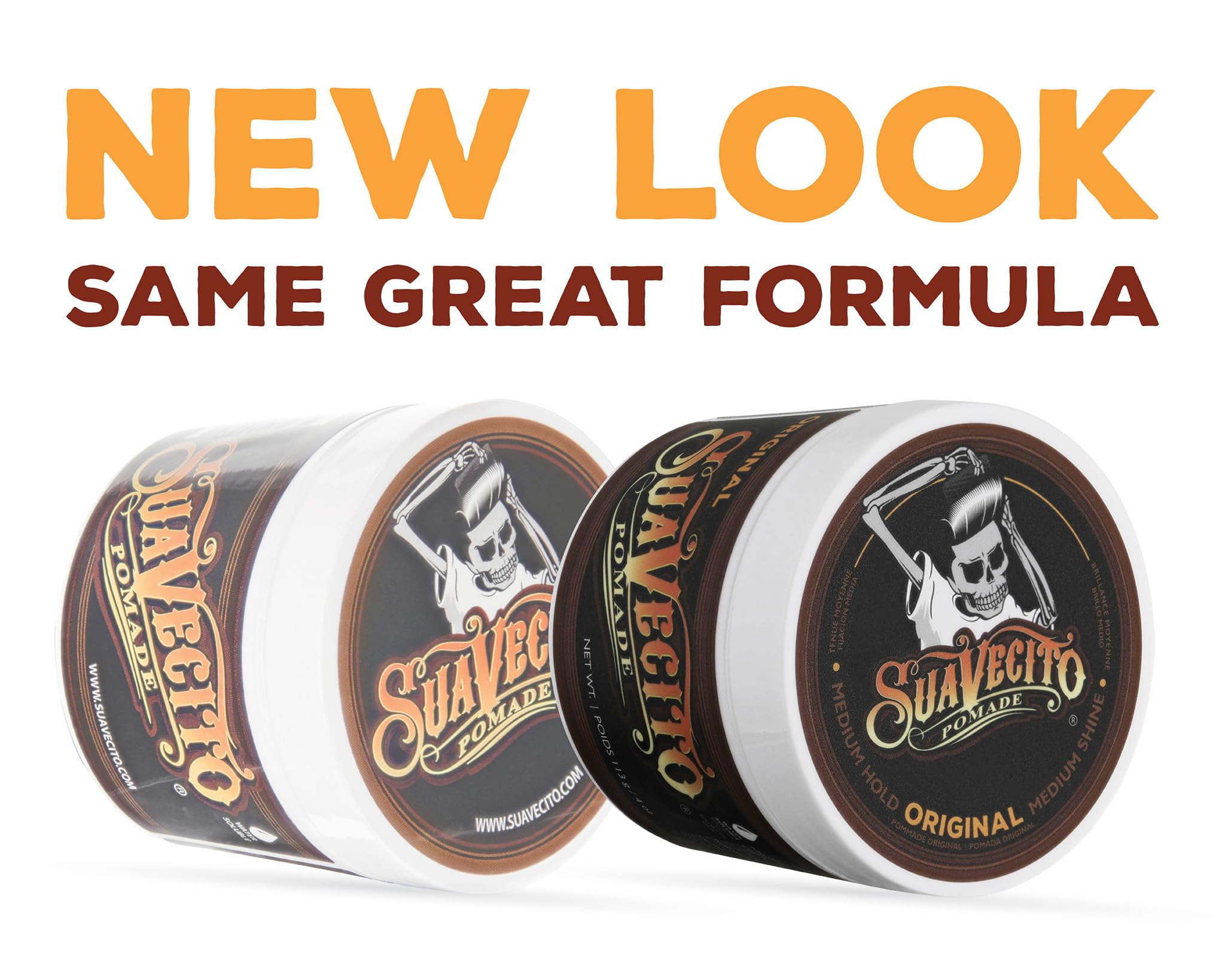 Suavecito Pomade for Men - Medium Hold & Shine, Water-Based Hair Styling Wax (4 oz) - No Flaking, All-Day Hold, Easy Wash Out - Perfect for Classic, Slick Back & Pompadour Hairstyles