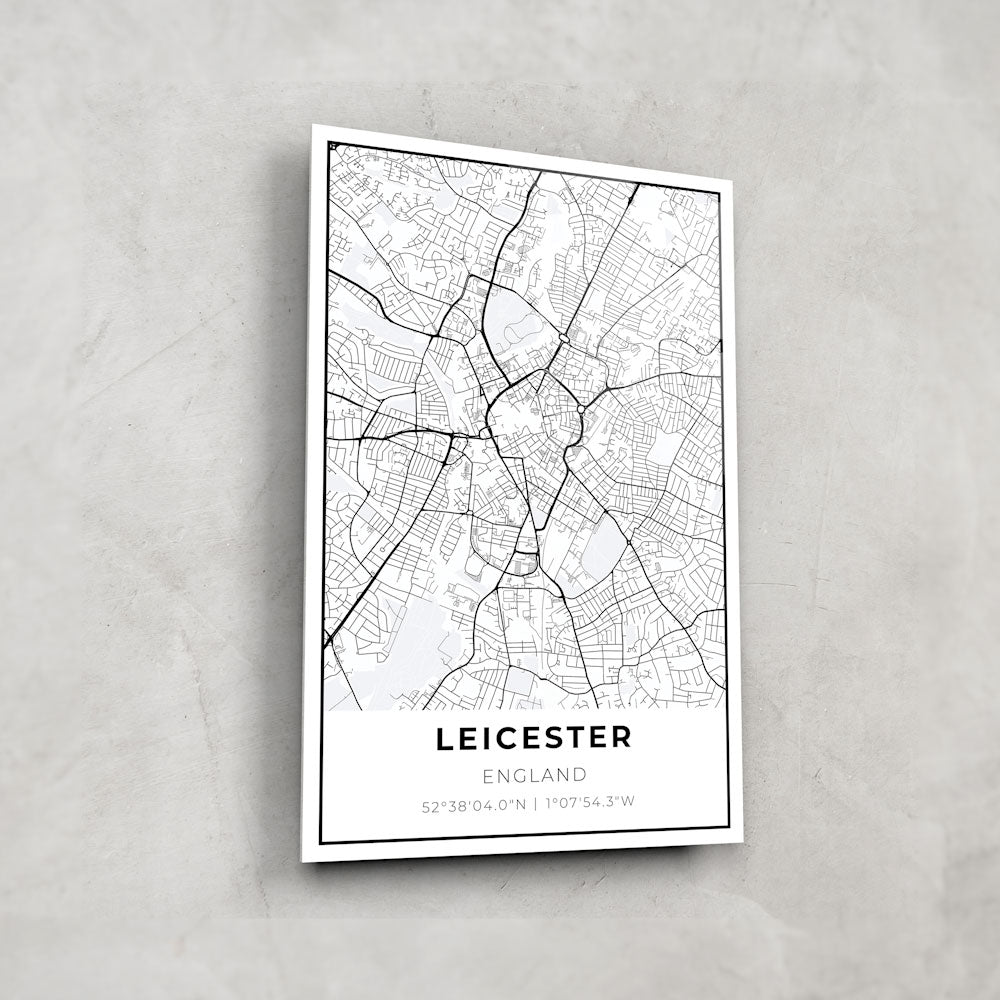 Leicester City Map Glass Wall Art - Elegant Home Decor for Living Room, Office & Gifts