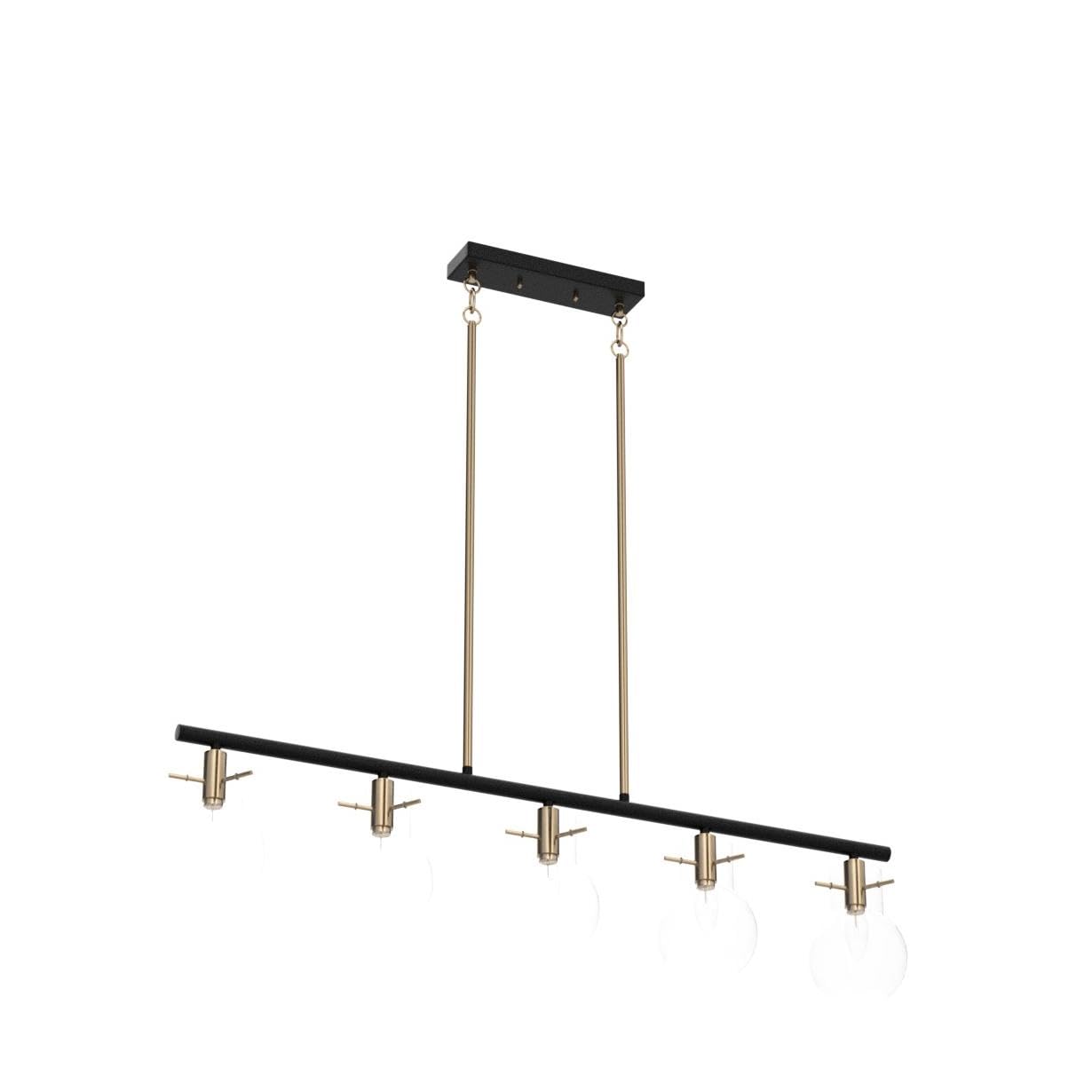 ZEVNI 5-Light Modern Black Chandelier with Clear Glass Globes - 38