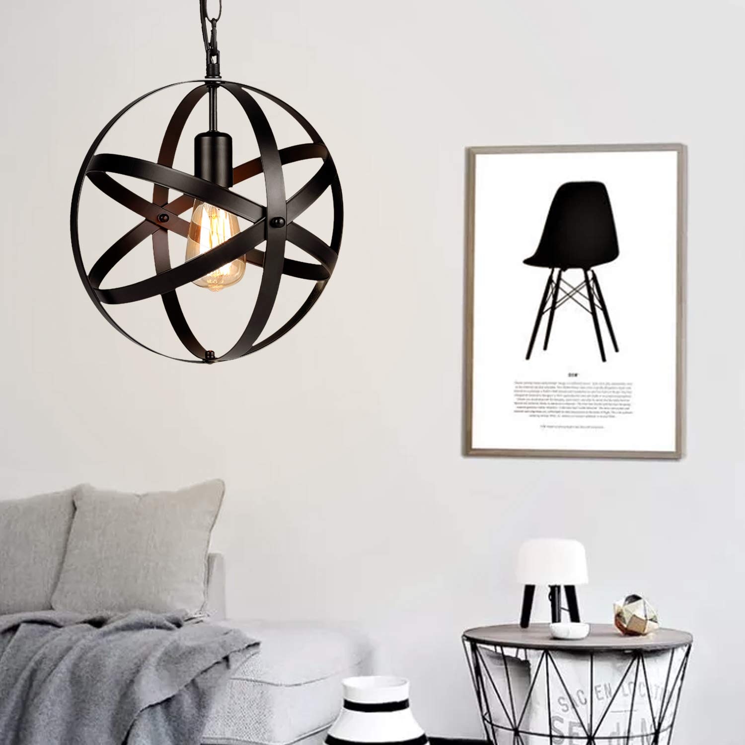Tomshine Rustic Metal Plug-in Pendant Light - Farmhouse Chandelier for Kitchen, Dining Room, Bedroom & Living Room | Easy Installation Hanging Light Fixture for Home Decor